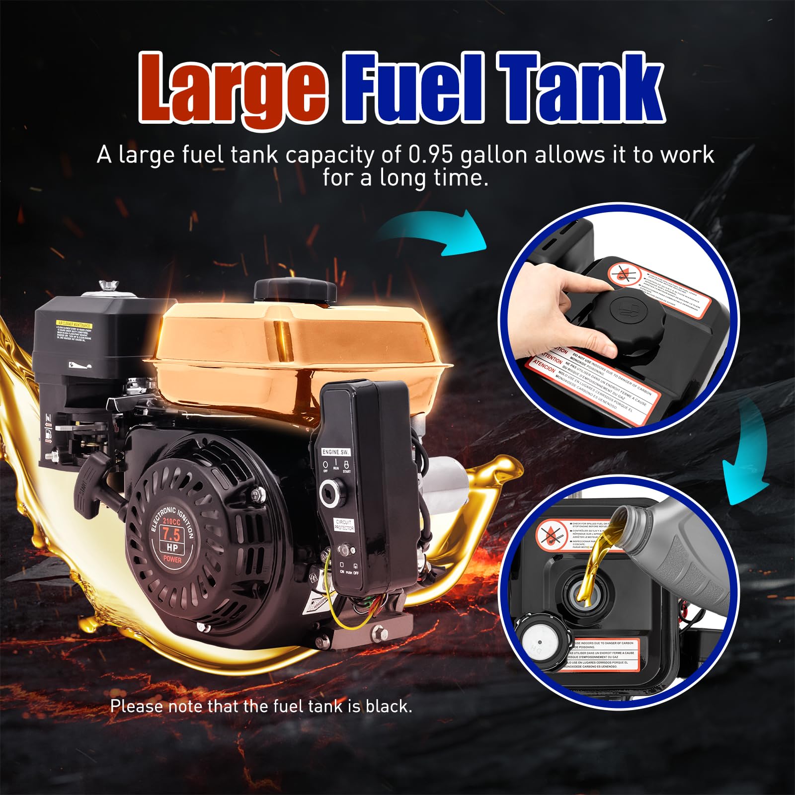 7.5HP 212CC 4-Stroke Gas Engine with Electric Start - Horizontal Shaft Motor for Go Kart, Lawn Mower, Generator, Pump, Compressor, Scarifier | Powerful & Reliable Small Engine for Outdoor Power Equipment