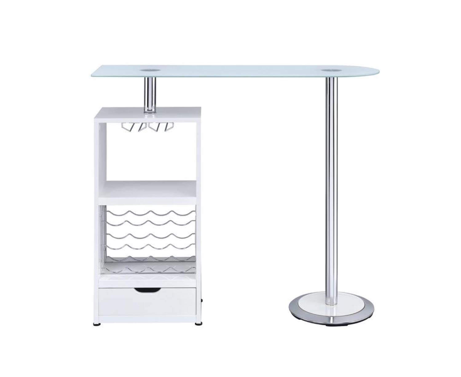 White Coaster Furniture Bar Table with Wine Storage - Perfect for Home Bars, Dining Rooms & Entertaining Spaces