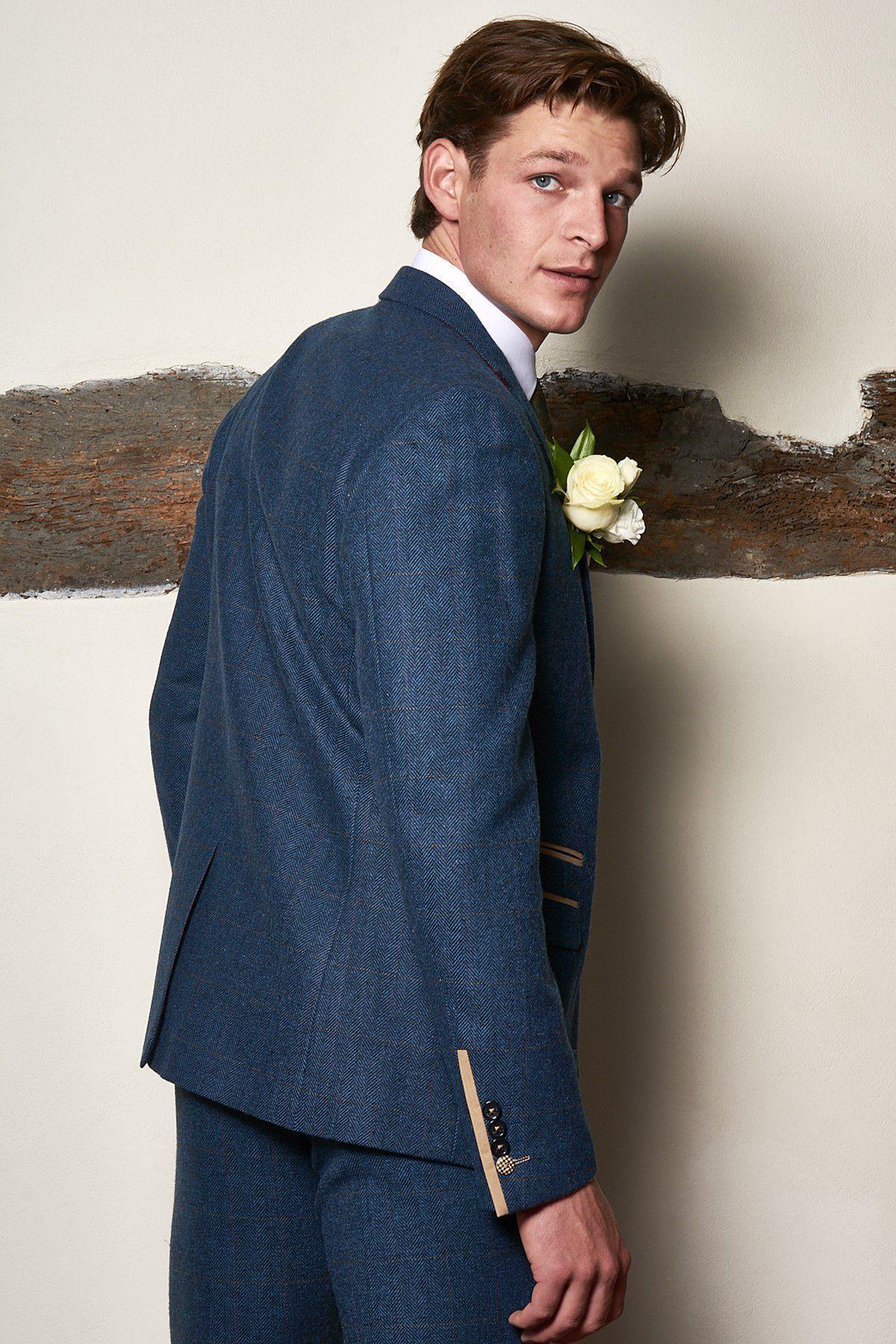 DION Blue Tweed Check Suit Set for Father and Son - Perfect for Weddings, Family Photos & Special Occasions