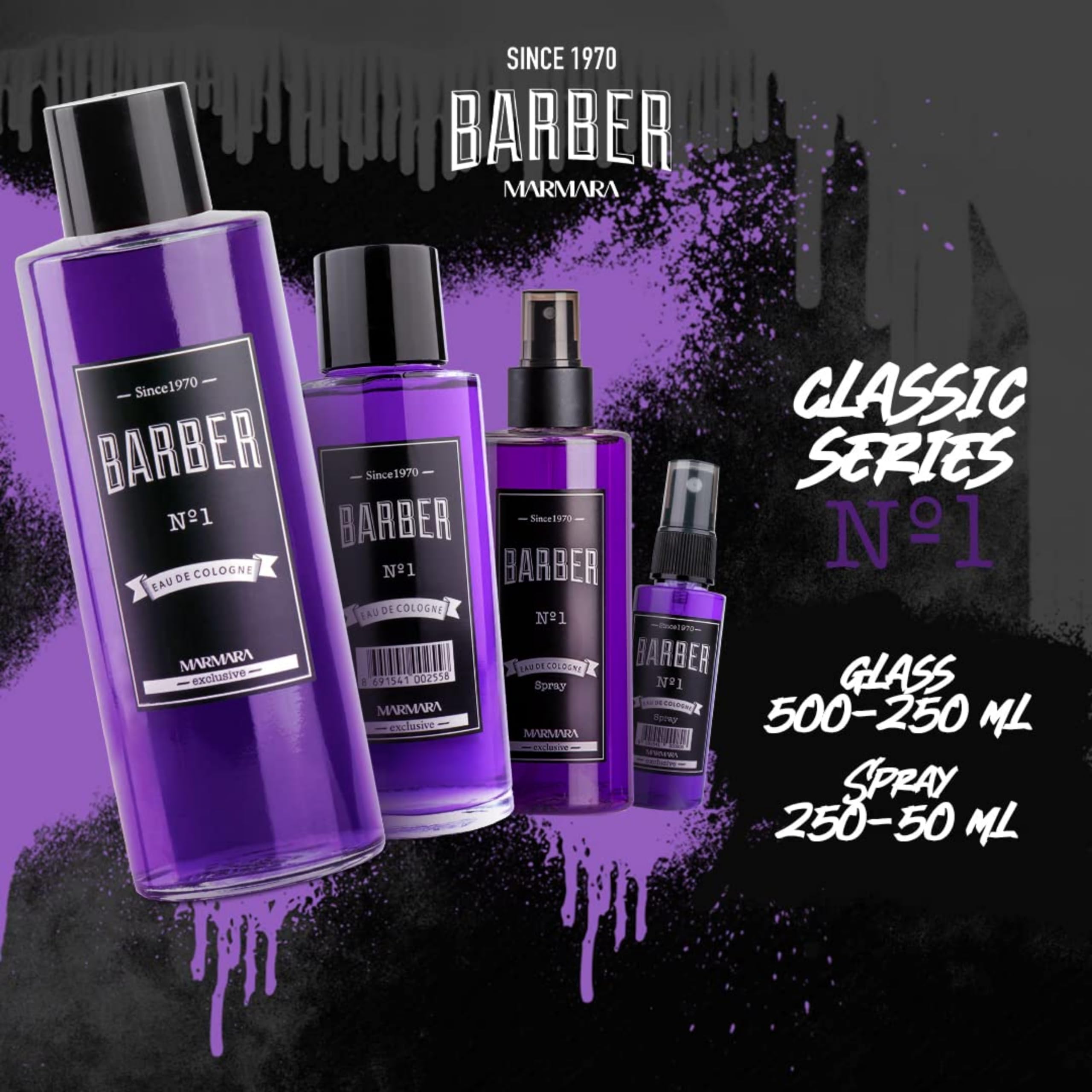 Marmara Barber Cologne No.1 Series - 250ml x 12 Bottles | Premium Traditional Cologne for Barbers & Shaving Enthusiasts | Perfect for Barber Shops, Grooming Gifts & Personal Care