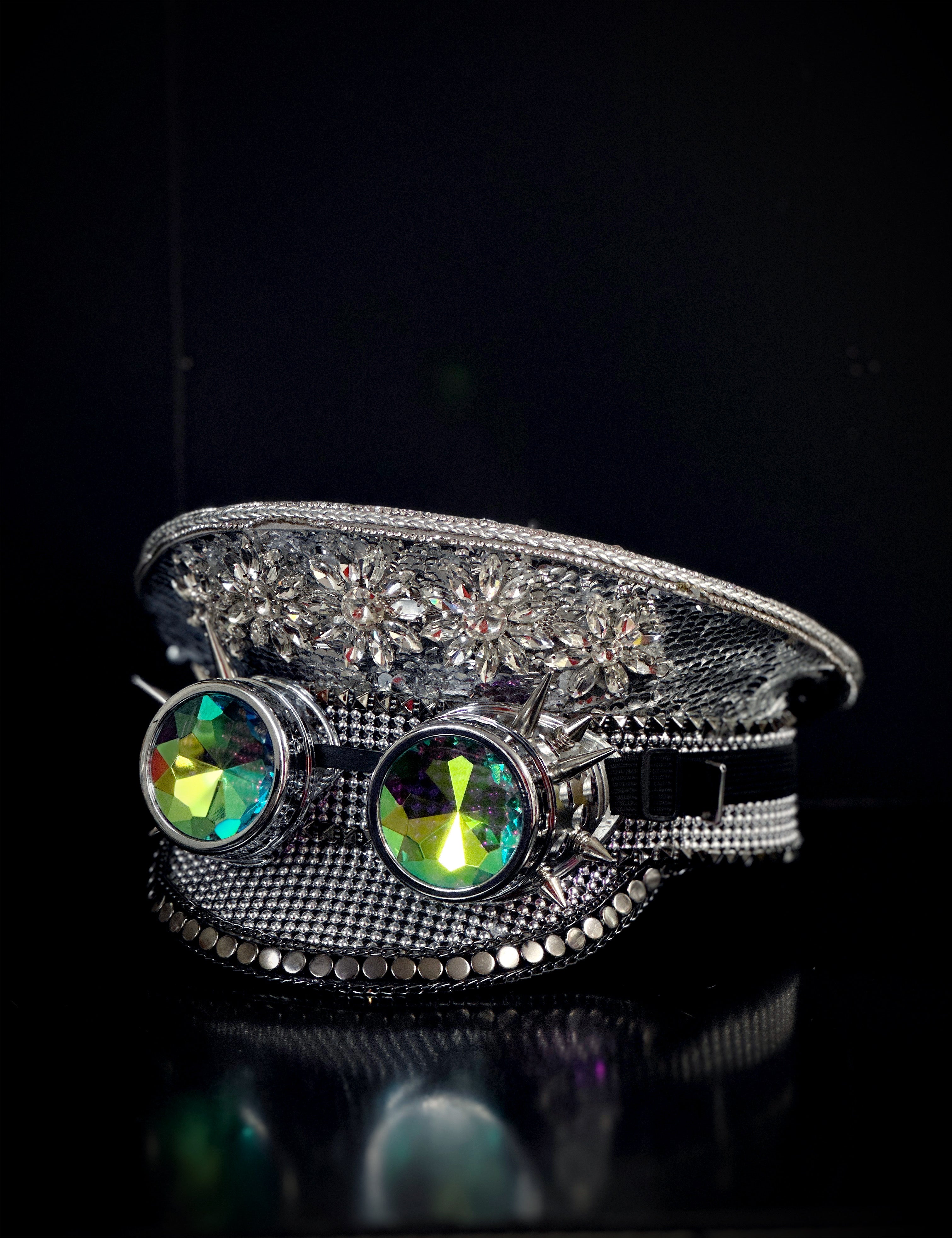 Spiked Goggles Party Hat - Silver | Fun Costume Accessory for Halloween, Cosplay & Themed Parties