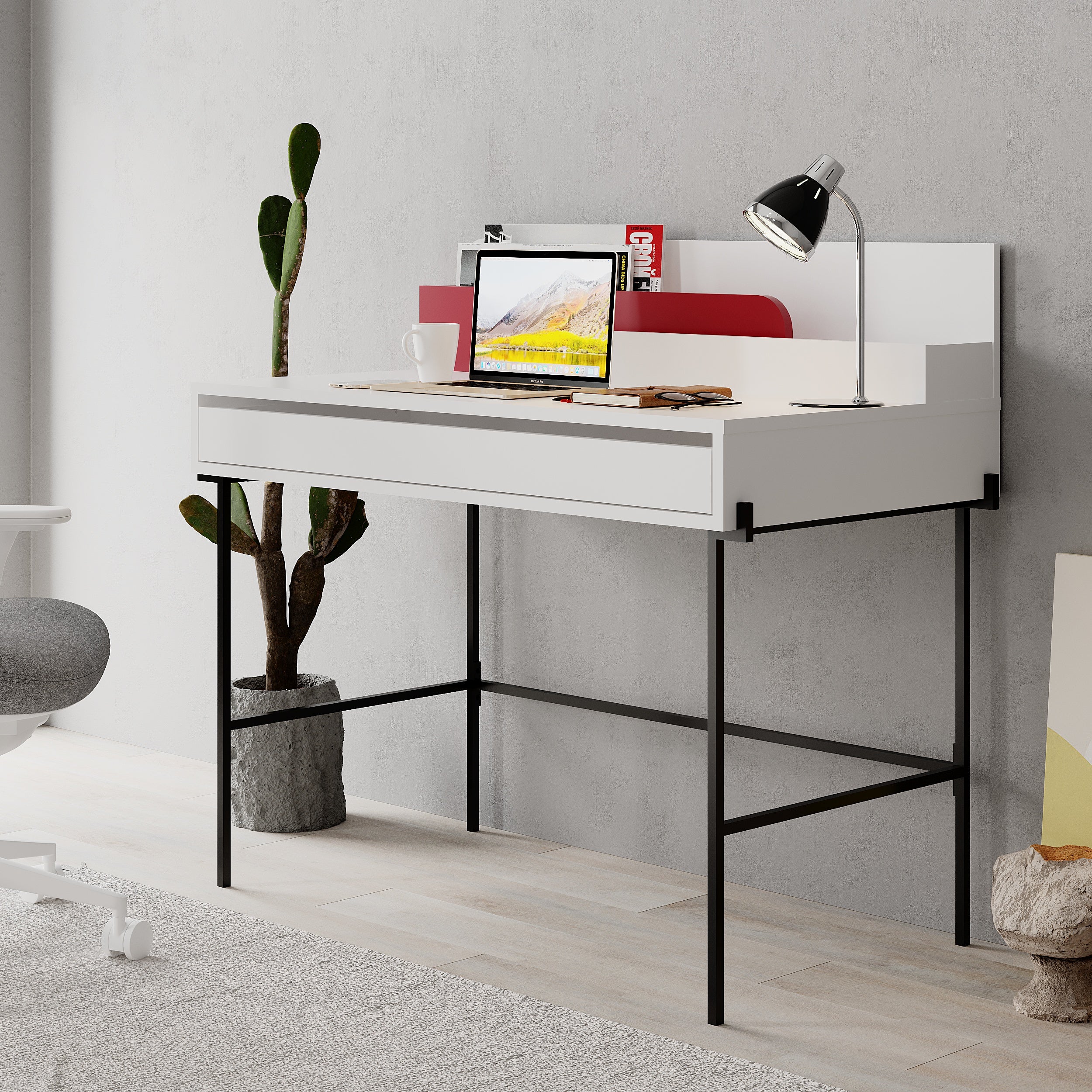 Fairfax Desk - Modern Home Office Desk with Storage, Ergonomic Design for Work & Study - Perfect for Small Spaces & Remote Work