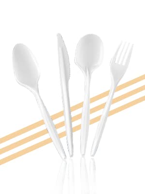 Nicole Fantini 40-Piece Stainless Steel Cutlery Set - Dinner Fork, Knife, Soup Spoon & Teaspoon (100 Each) - Durable Flatware for Restaurants, Catering & Home Use