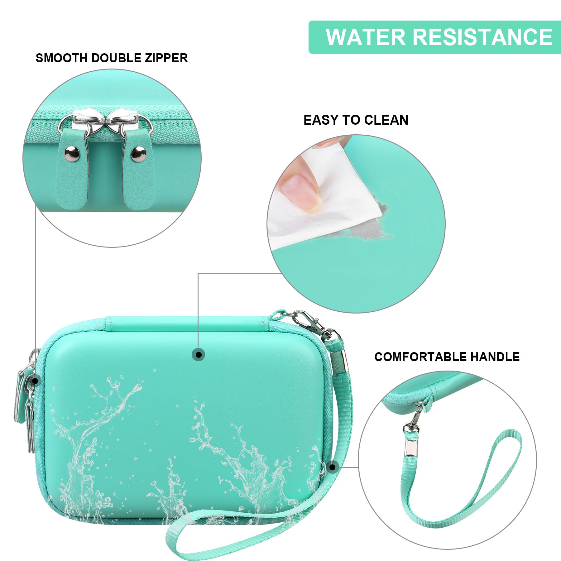 Supmay Hard Protective Case for Memoking T02 Mini Thermal Sticker Printer - Portable Storage Organizer with Mesh Pocket for Printer, Sticker Paper & USB Cable (Green) - Perfect for Home, Office & Crafting Use