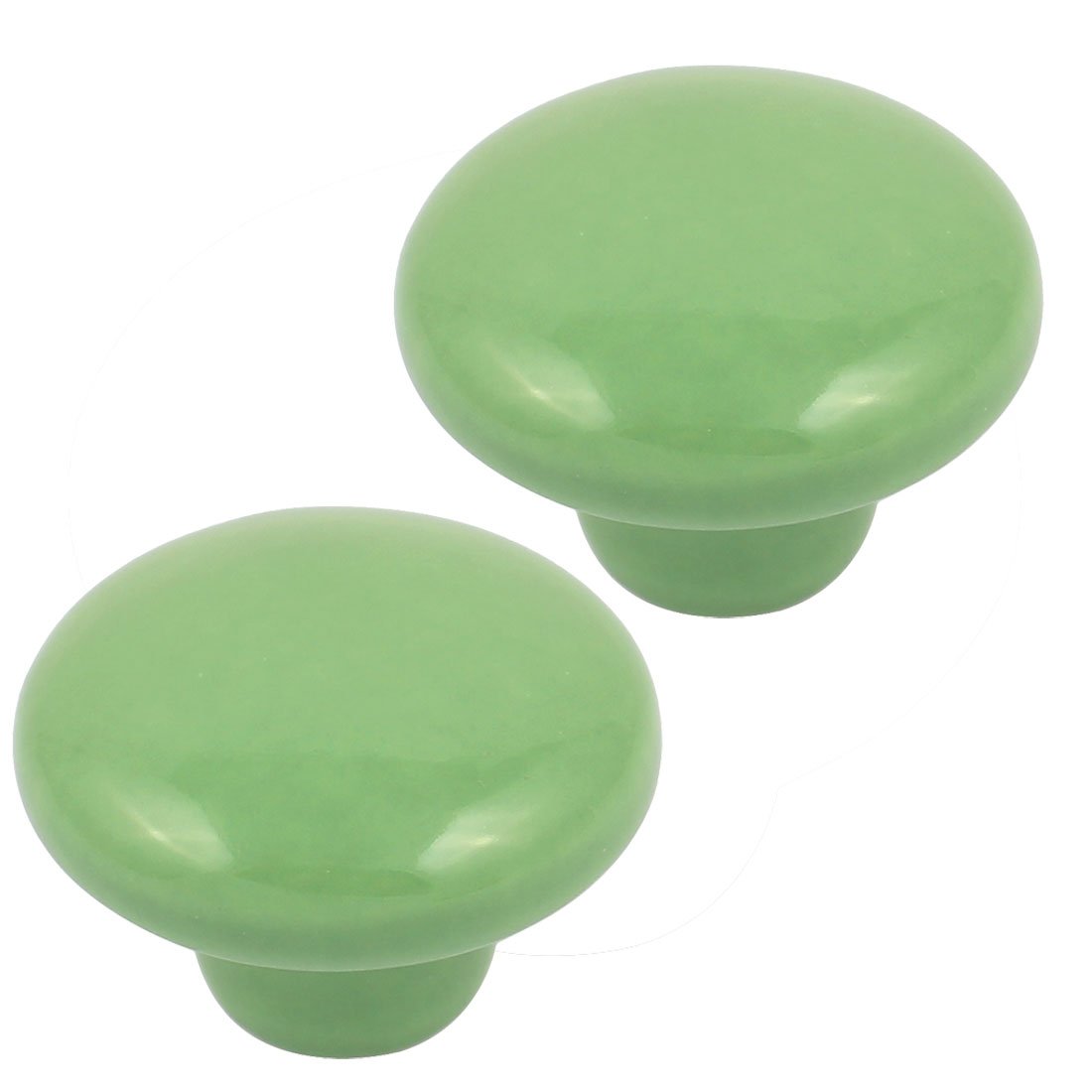 XXLFQSG 33mm Round Ceramic Cabinet Knobs - Green (2 Pack) - Vintage Style Drawer & Wardrobe Pulls for Kitchen, Bathroom & Furniture Upgrades