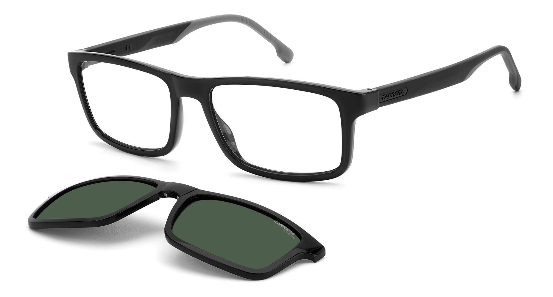 Carrera 8057/CS Clip-On Sunglasses - Polarized UV Protection for Men & Women - Perfect for Driving, Running, and Outdoor Sports