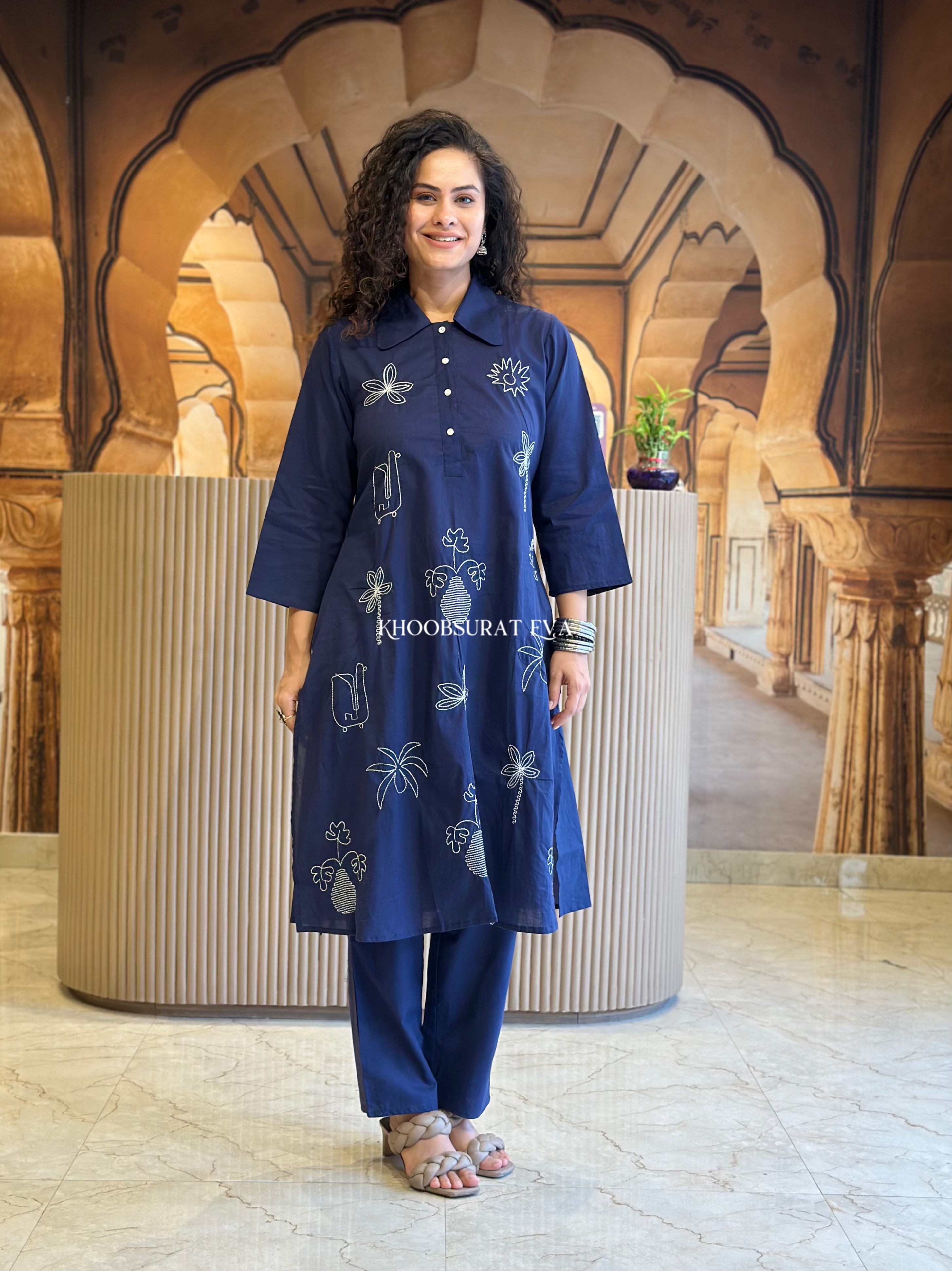 Lucid Dreaming Blue Kurta Set for Women - Stylish Indian Ethnic Wear for Festivals, Weddings & Casual Outings