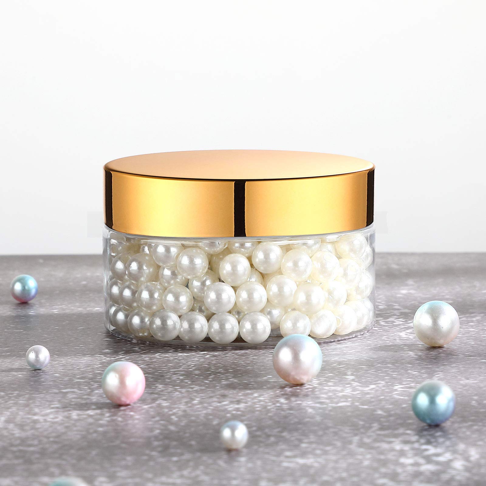 SATINIOR 36-Piece Plastic Jars with Lids - 1 oz Round Clear Leakproof Airtight Containers for Cosmetics, Lotions, Creams & Travel Toiletries | Small Empty Jars for Makeup Storage, Ointments & Skincare (Gold) - Perfect for Home Organization, DIY Projects & Travel Essentials