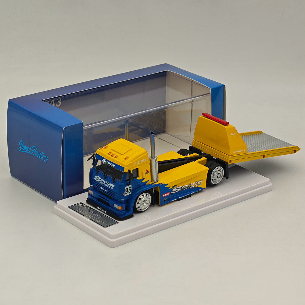 1:64 Scale SH Kamaz Spoon Sports Flatbed Tow Truck Yellow Diecast Model Car - Limited Edition Collectible for Racing Fans & Display Showcase