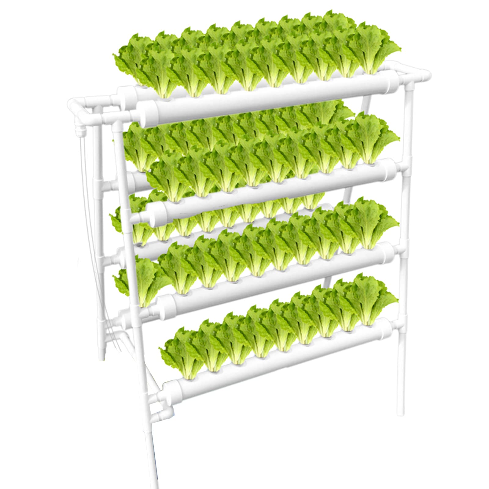 3 Layers 72 Plant Sites Hydroponic Growing System Kit - 8 PVC Pipes with Water Pump & Timer for Leafy Vegetables | Indoor Gardening, Home Farming, Urban Agriculture