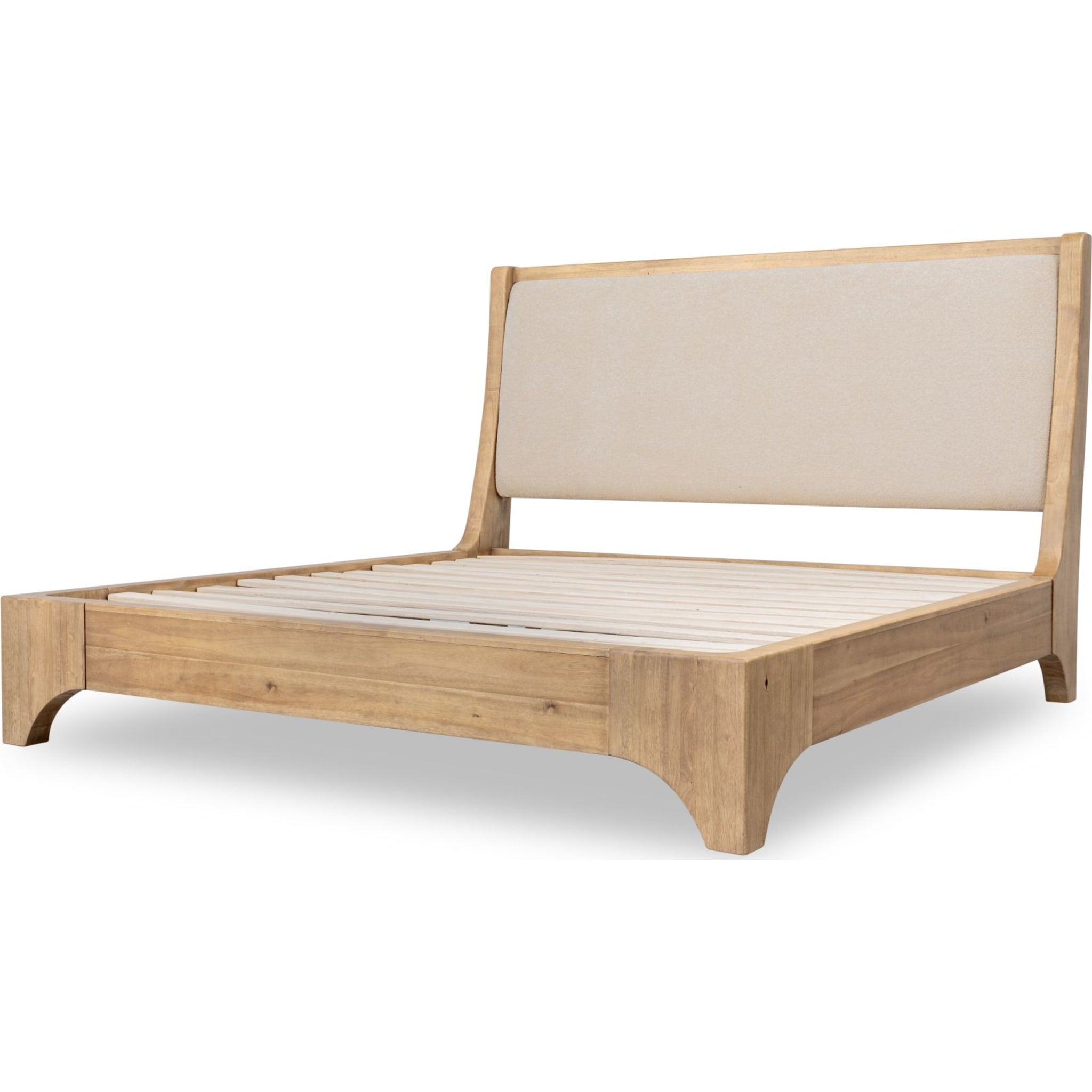 Brentwood Wooden Upholstered Bed Frame - Brown/Beige - Queen Size - Modern Bedroom Furniture for Home Decor & Comfortable Sleep