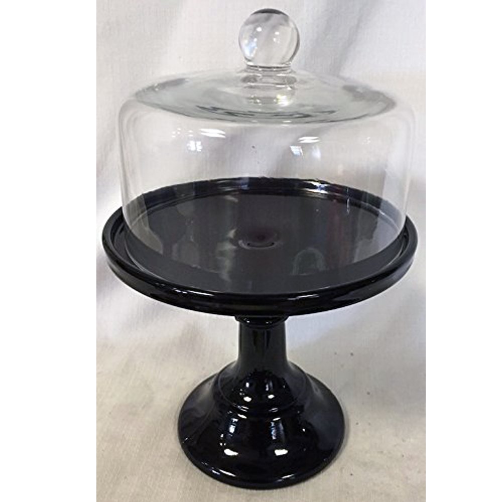 Mosser Glass Black Raspberry 9 Inch Cake Plate - Elegant Glass Serving Platter for Desserts, Cakes, and Pastries - Perfect for Weddings, Tea Parties, and Special Occasions