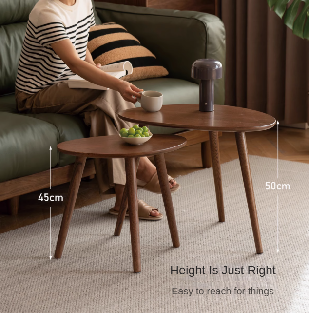 Solid Oak Wood Side Table in Walnut Finish - Perfect for Living Room, Bedroom, or Office Furniture