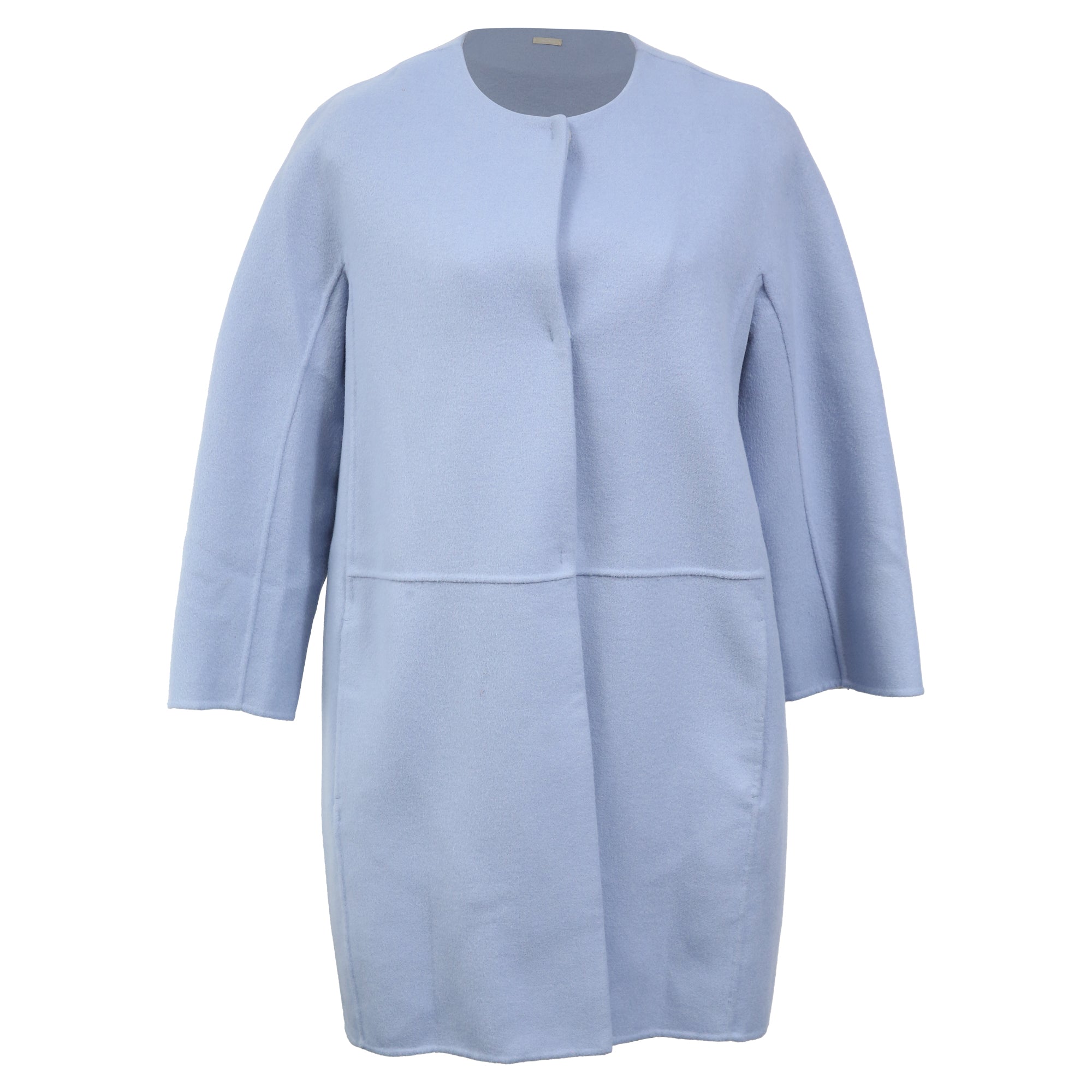 Max Mara Unito Angora Coat - Light Blue Virgin Wool Women's Winter Coat | Elegant Outerwear for Office, Parties & Formal Occasions