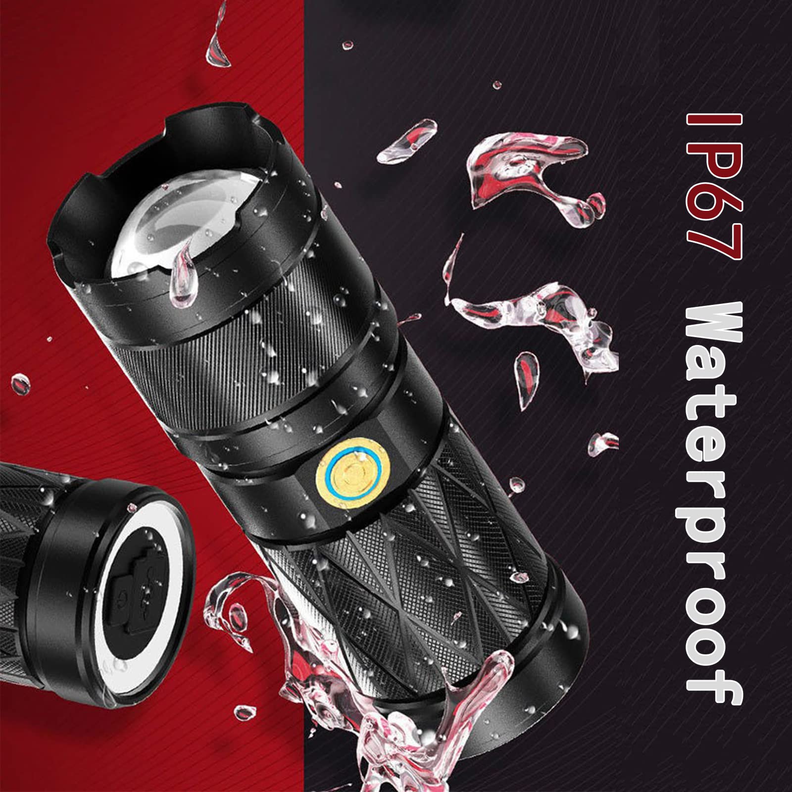 120,000 Lumens Super Bright LED Flashlight - Rechargeable Tactical Flashlight, High Lumens Zoomable Waterproof Flashlight for Camping, Hiking, Emergencies & Outdoor Adventures