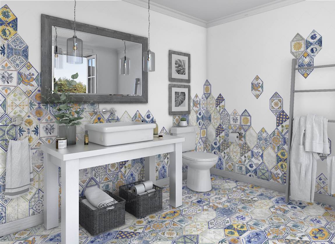 Studio Picket Lisbon Porcelain Tile 6.5x13 - Premium Ceramic Wall & Floor Tile for Kitchen Backsplash, Bathroom, and Shower - Waterproof & Durable Home Decor