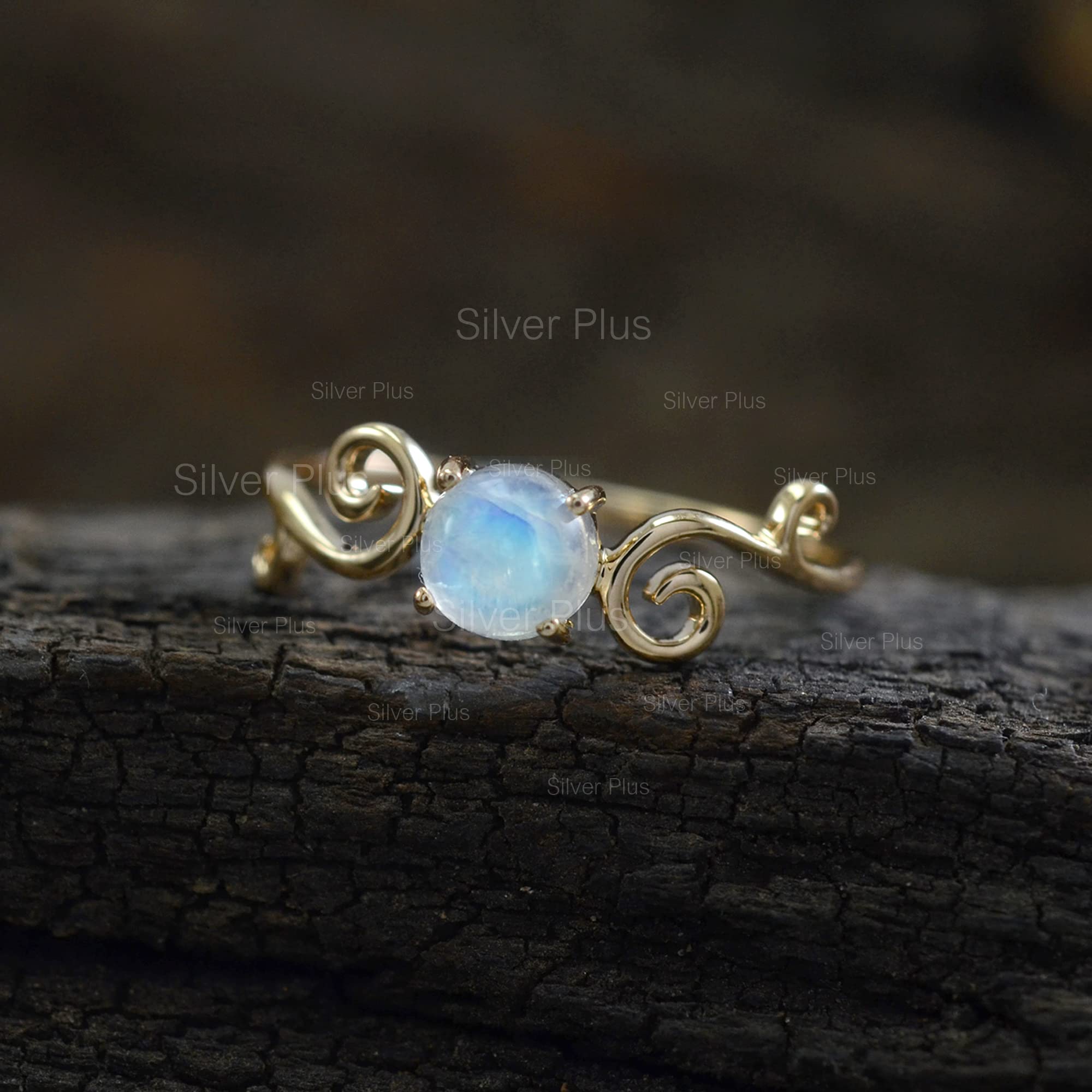 14K Solid Yellow Gold Rainbow Moonstone Wrap Ring - Handmade Dainty Jewelry for Women, Perfect Gift for Birthday, Anniversary & Special Occasions