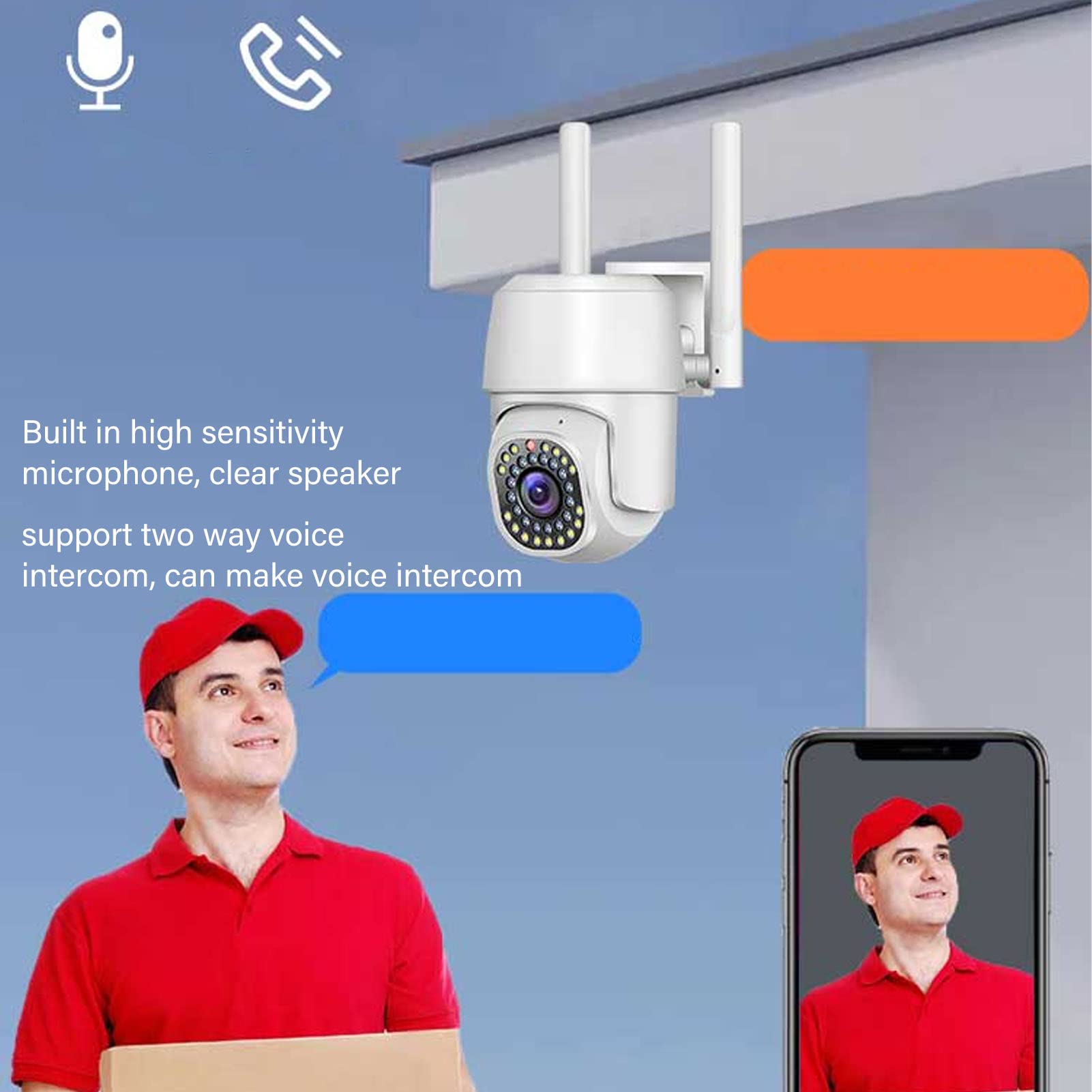 Smart Outdoor Security Camera with High Sensitivity & Wide Angle - Weatherproof HD Video Surveillance for Home, Garage & Backyard Monitoring
