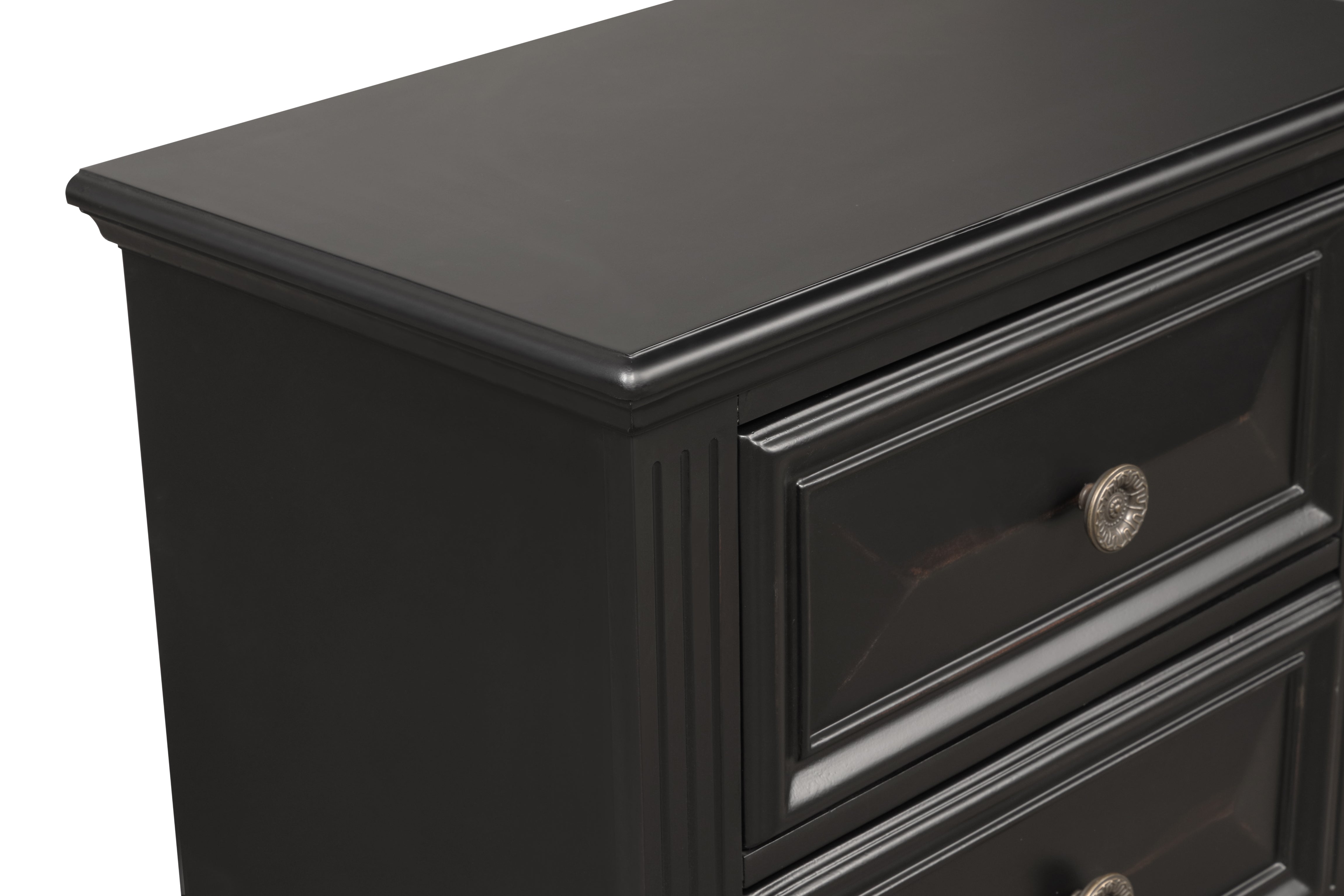 Vintage Black 2-Drawer Nightstand - Solid Wood Bedside Table for Bedroom, Living Room & Guest Room - Classic Storage Cabinet with Smooth Gliding Drawers