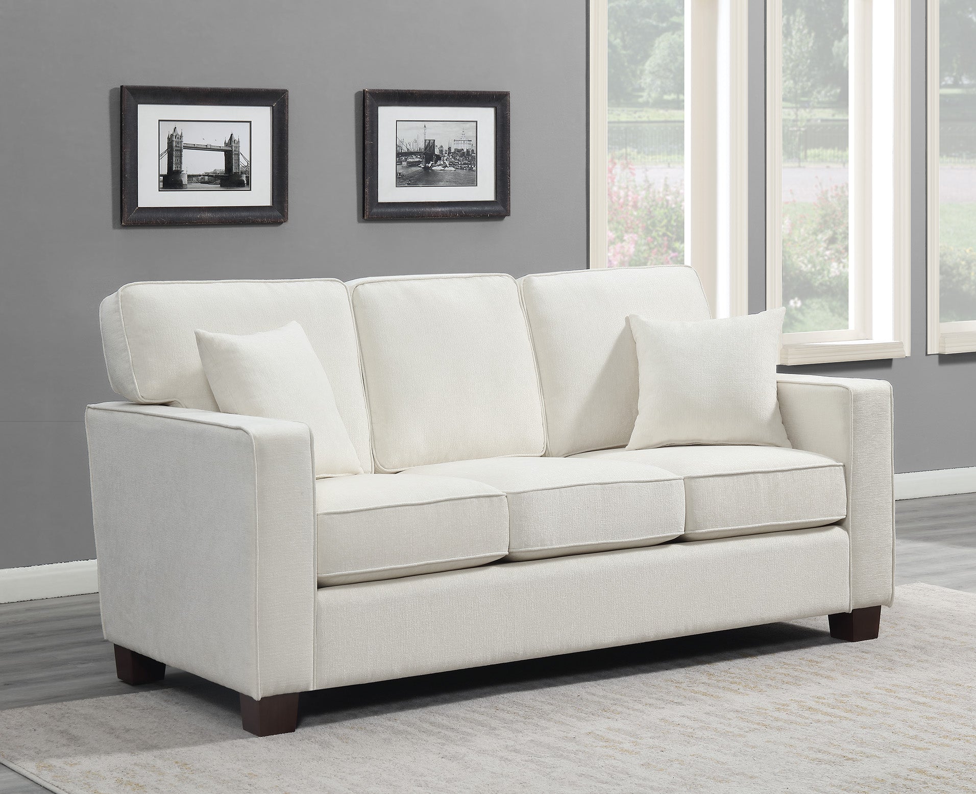 Office Star Russell 3-Seater Sofa [RSL53] - Comfortable Fabric Sectional Couch for Living Room, Office & Small Spaces