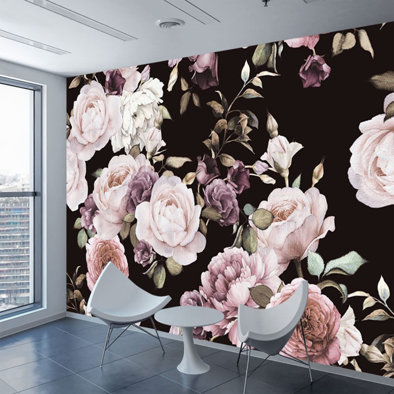3D Pink Flowers Wall Mural Wallpaper - Large 98.4