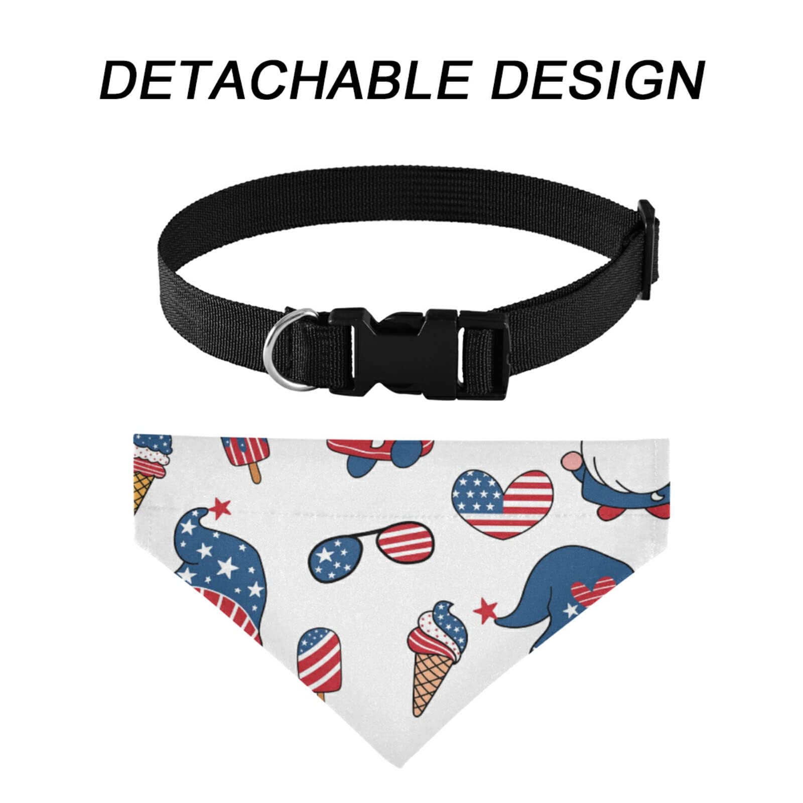 4th of July Patriotic Pet Bandanas - USA Flag Themed Adjustable Dog & Cat Bibs, Washable Breathable Pet Handkerchiefs for Independence Day Celebrations - Perfect for July 4th Parades, Backyard BBQs & Patriotic Photo Shoots