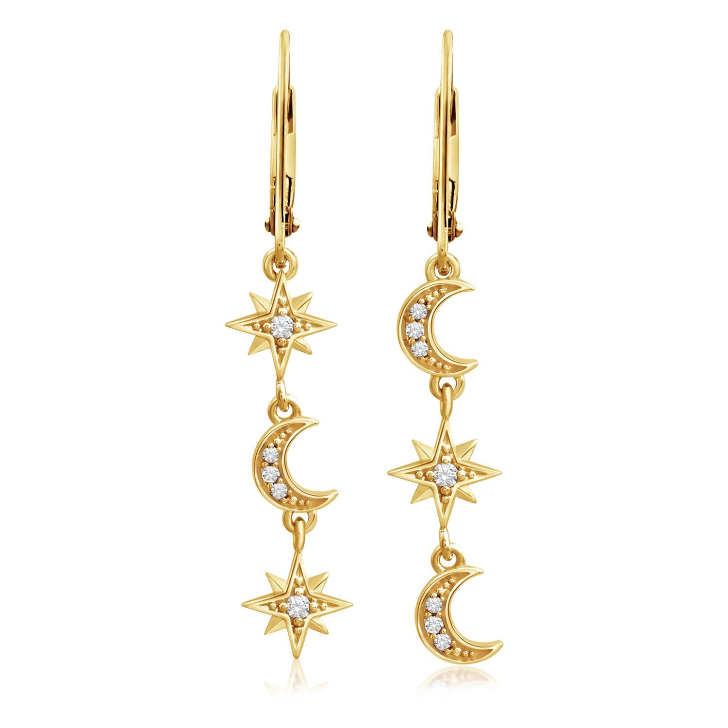 Moon and Stars Drop Earrings for Women - Dainty Celestial Jewelry Gift for Birthday, Anniversary & Everyday Wear | Perfect for Boho, Festival & Date Night Outfits