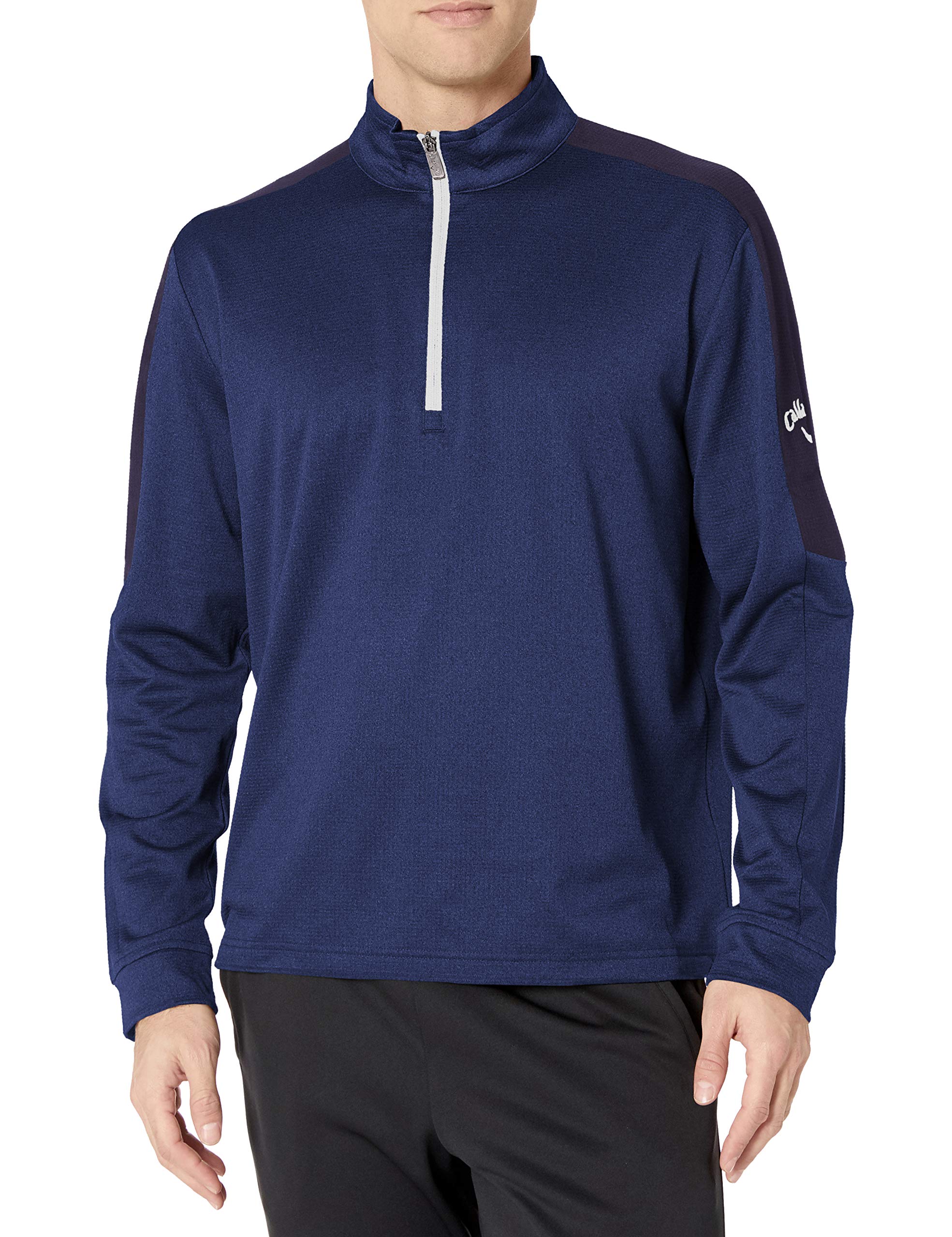 Callaway Men's Opti-Therm Long Sleeve 1/4 Zip Midlayer Jacket - Heather Waffle-Fleece Thermal Pullover for Golf, Hiking & Outdoor Activities | Cold Weather Performance Layer