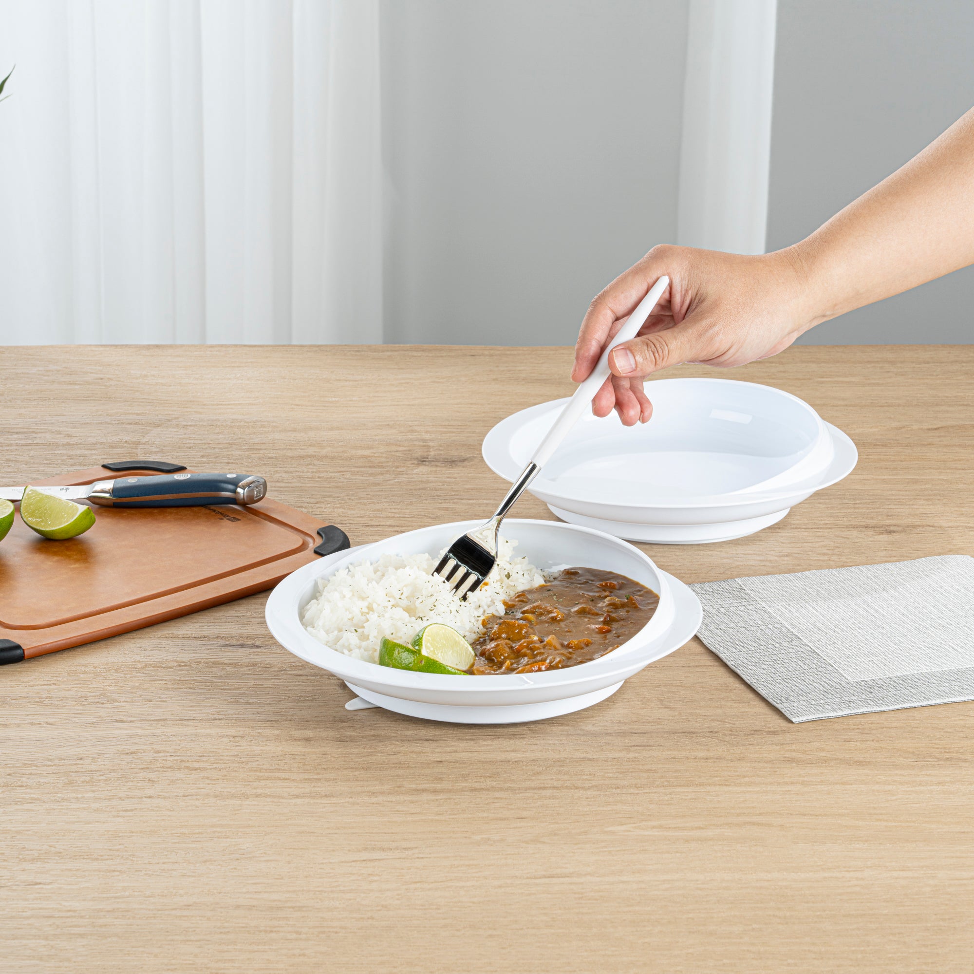 Adapt Tek Round White Plastic Scoop Plate - Spillproof Suction Base Bowl (9x9x2.25 Inches) - Perfect for Baby Feeding, Pet Food & Snack Serving - 1 Count Box