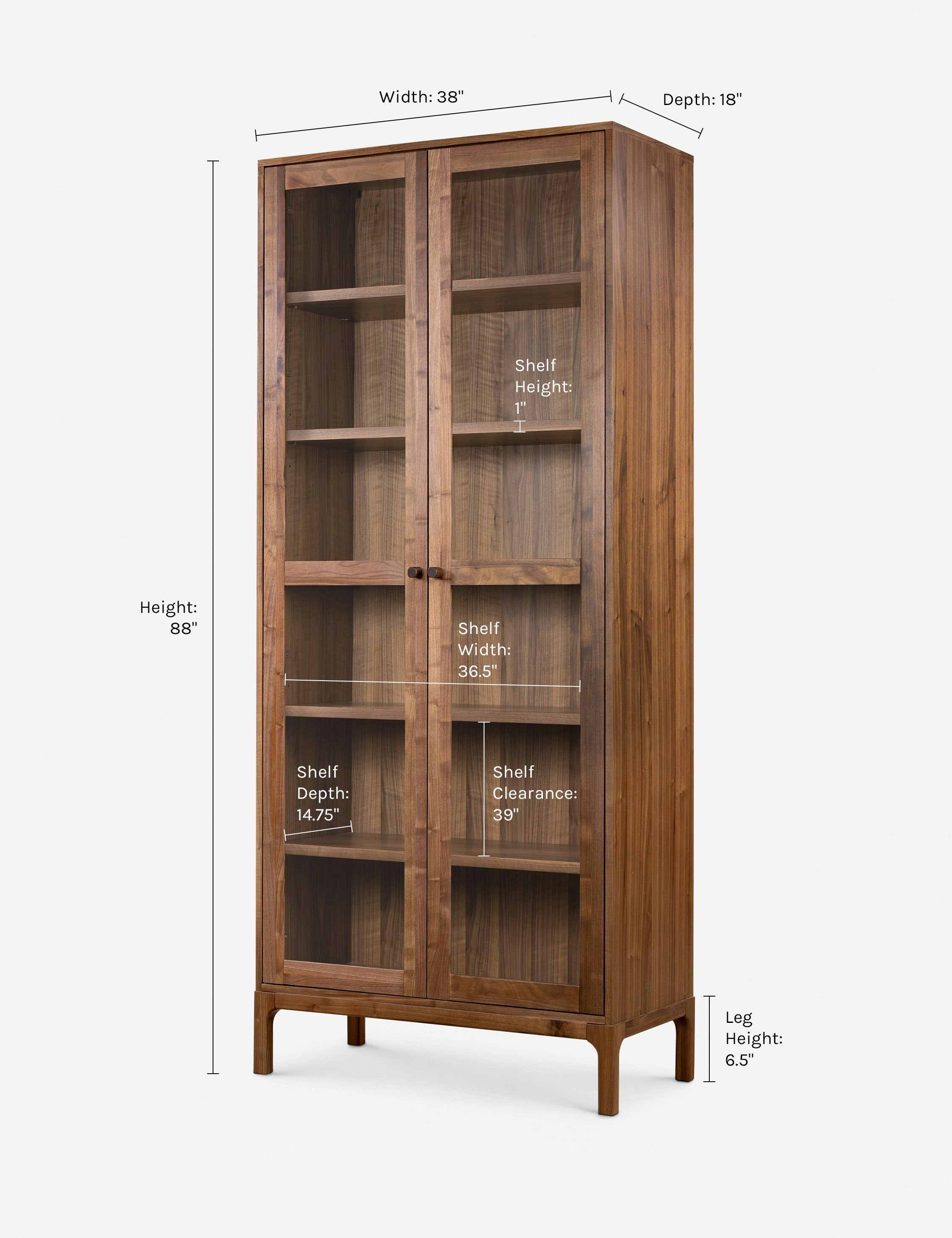 Elegant Cameron Curio Cabinet with Glass Doors - Display & Protect Your Collectibles, China, Antiques & Home Decor - Perfect for Living Room, Dining Room or Office