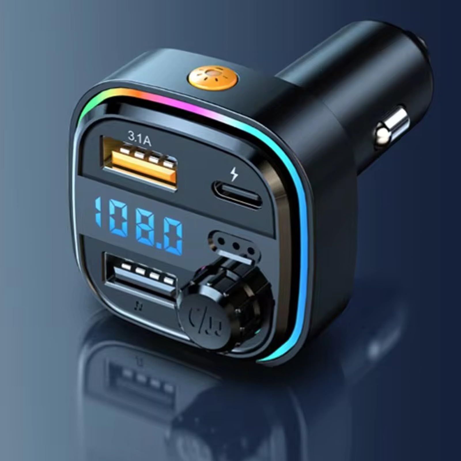 SDMAX Bluetooth Car Adapter with FM Transmitter & MP3 Player - Wireless Car Audio Receiver with LED Display, Hands-Free Calling & Dual USB Charging Ports - Perfect for Road Trips, Commuting and Hands-Free Driving