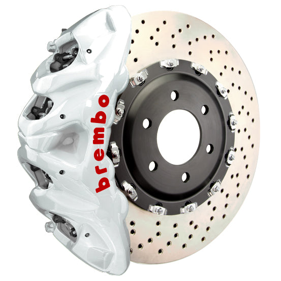 Brembo GT 8-Piston Front Big Brake Kit (White, Drilled) for 2022-2025 Jeep Grand Cherokee All Models Including L - High-Performance Braking System for Off-Road & Street Driving