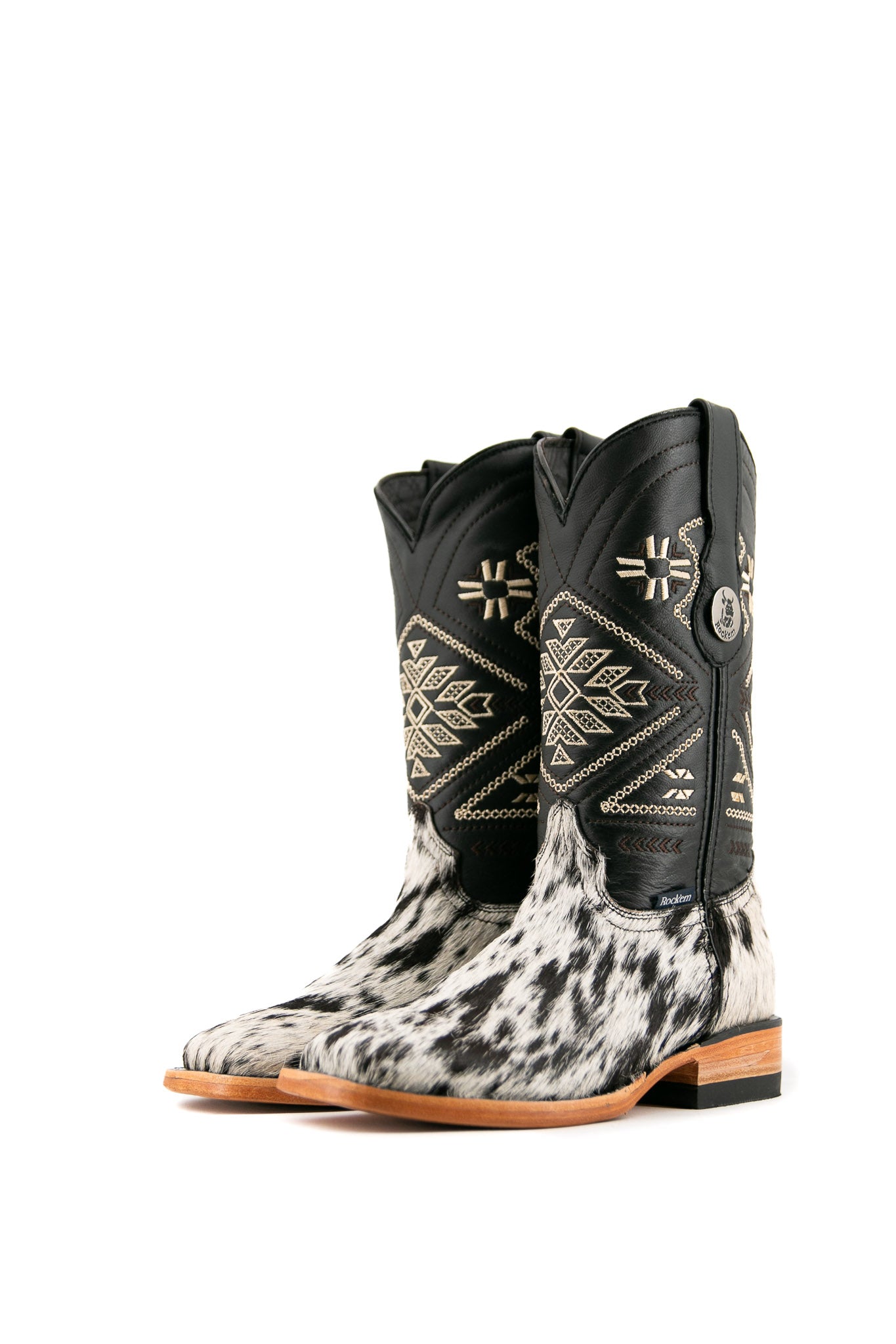 Women's Square Toe Cowhide Cowgirl Boots - Size 5.5 Western Ankle Boots for Country Dancing & Rodeo | JW89 Box | Perfect for Line Dancing, Concerts & Outdoor Events
