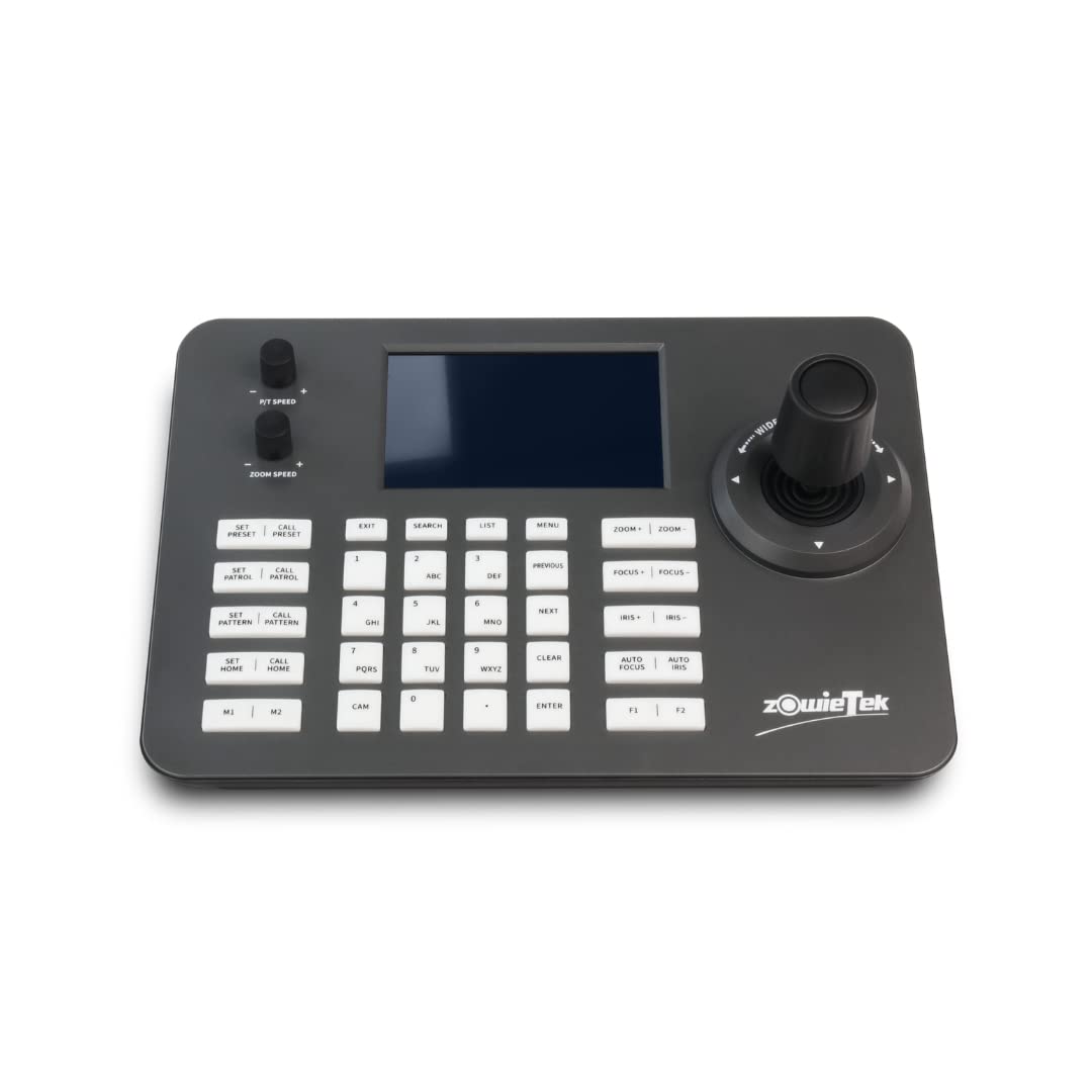 PTZ Camera 4D Joystick Controller with PoE | 5-Inch LCD Network Keyboard | H.264/H.265 Decoding | Compatible with Dome Security IP Cameras | Ideal for Surveillance Control Rooms & Security Monitoring