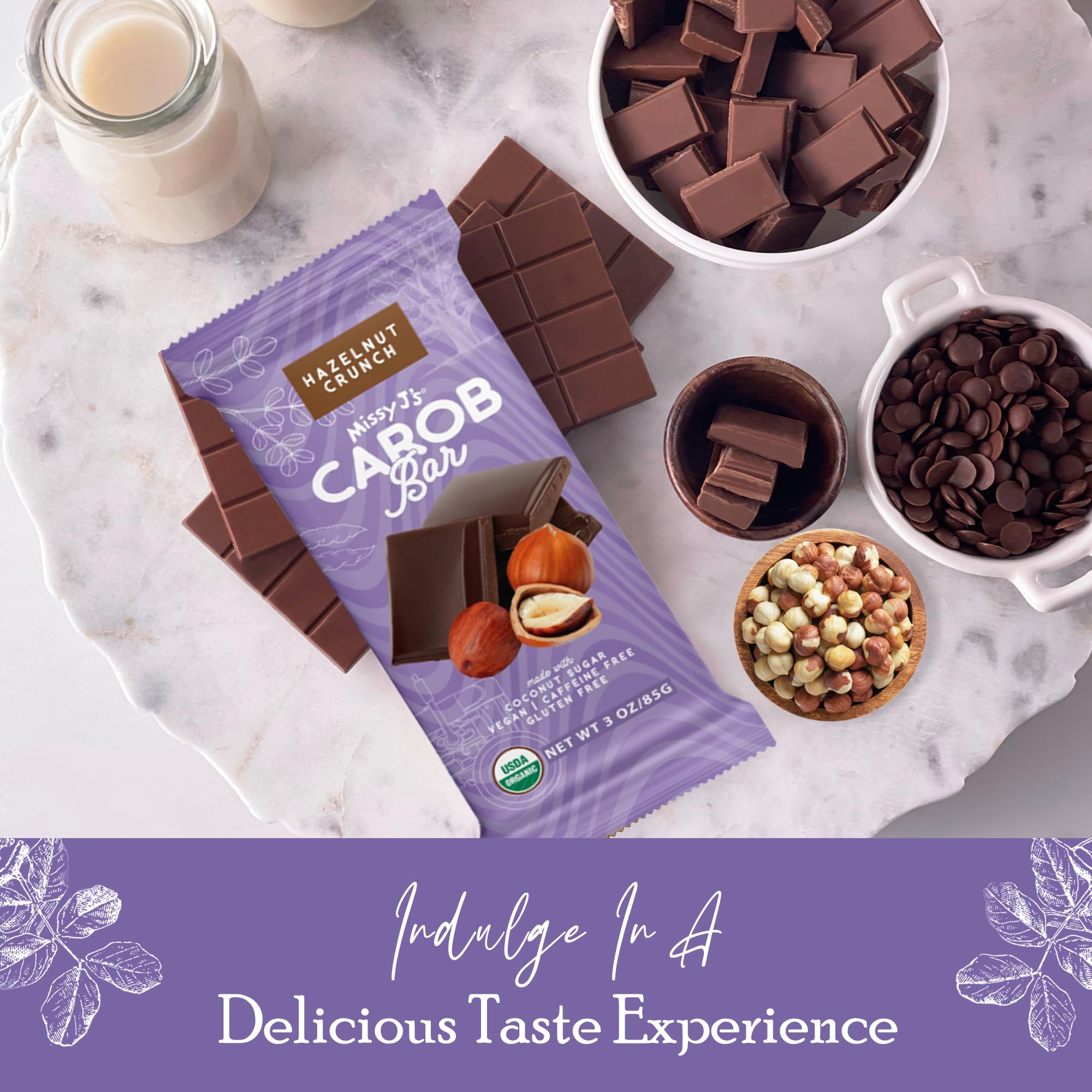 Organic Carob Hazelnut Bars - Vegan, Gluten-Free Snacks for Healthy Treats