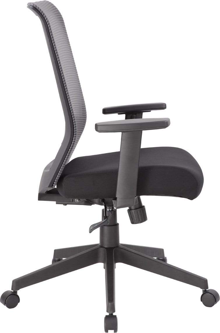 Ergonomic Boss Mesh Task Chair in Grey - Adjustable Height Office Chair with Lumbar Support [B6566GY BK] for Home Office, Conference Room & Workspace