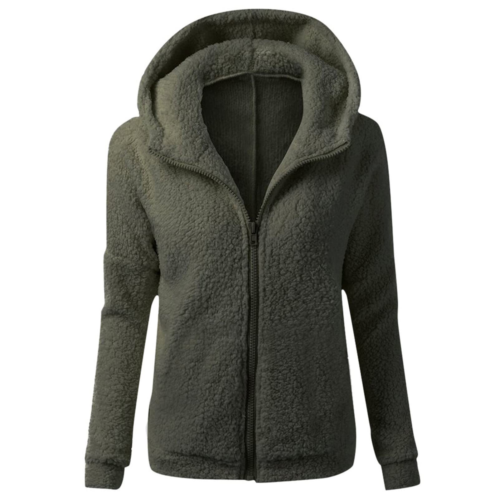 ZEFOTIM Women's Sherpa Jacket - Winter Warm Hooded Sweater Coat with Zipper, Soft Wool & Cotton Blend Outerwear for Casual Wear, Outdoor Activities & Cold Weather Protection