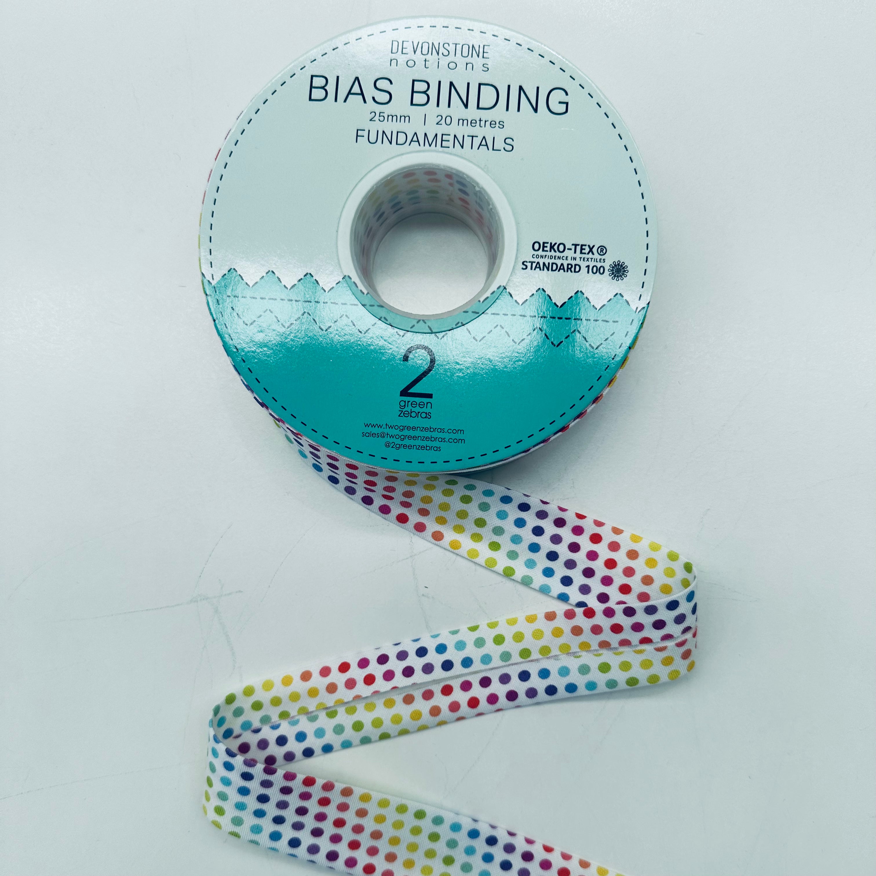 Rainbow Dot Bias Binding Tape - 25mm/1 Inch Wide Double Fold Quilt Binding for Sewing, DIY Crafts, and Garment Making - Perfect for Quilting, Apparel Trims, and Home Decor Projects