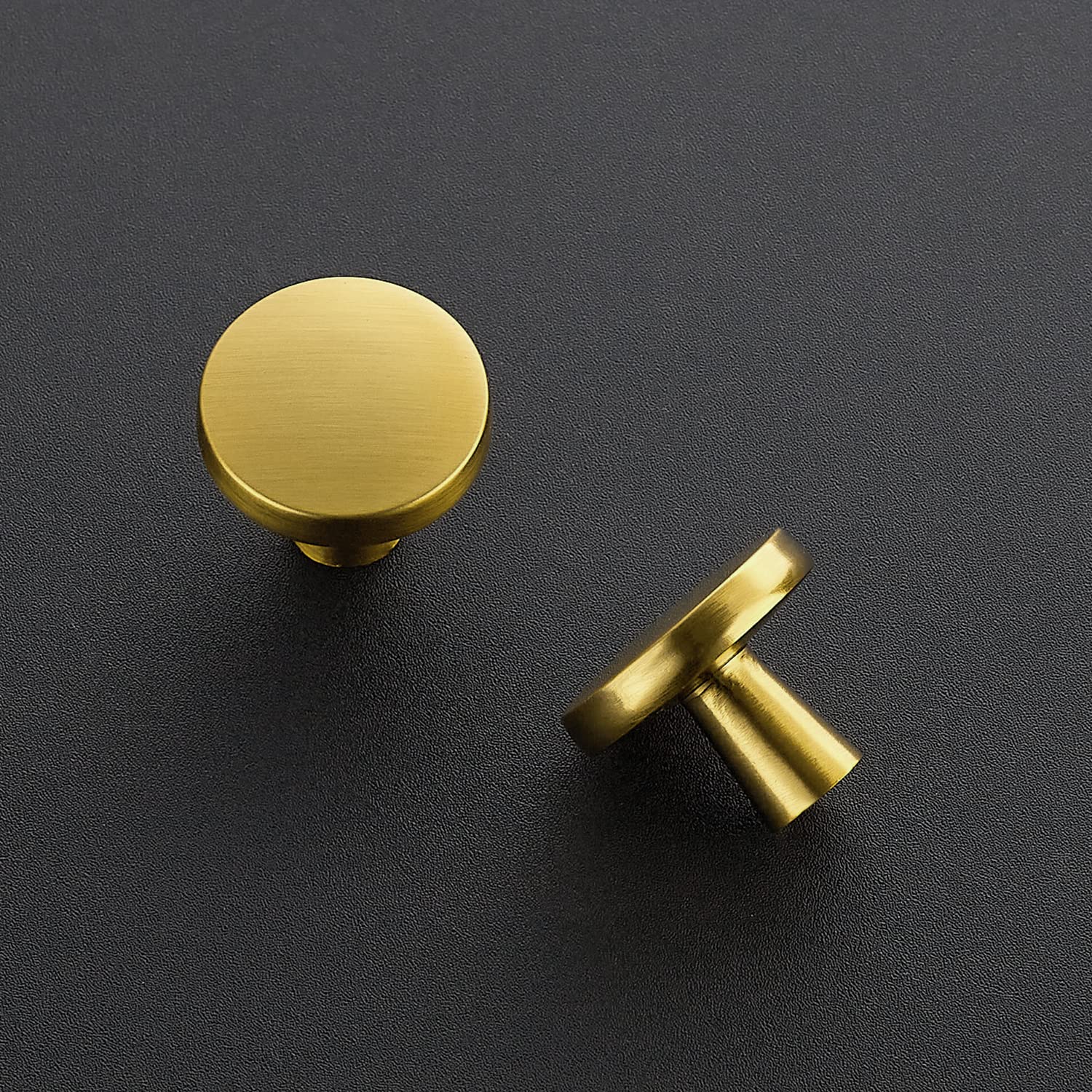 Ravinte 10 Pack 1-1/4 Inch Solid Brushed Brass Cabinet Knobs - Round Dresser Drawer Pulls for Kitchen Cabinets, Cupboards & Furniture - Elegant Gold Hardware for Home & Office Organization