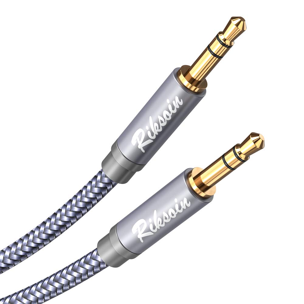 Premium 3.5mm Male to Male Aux Cable - Shielded Hi-Fi Audio Cable with Nylon Braiding for Crystal Clear Sound | Compatible with Headphones, Car Stereos, Echo Devices, Speakers, Android Phones & Home Audio Systems (10ft/3m, Grey) | Perfect for Road Trips, Home Entertainment & Music Streaming