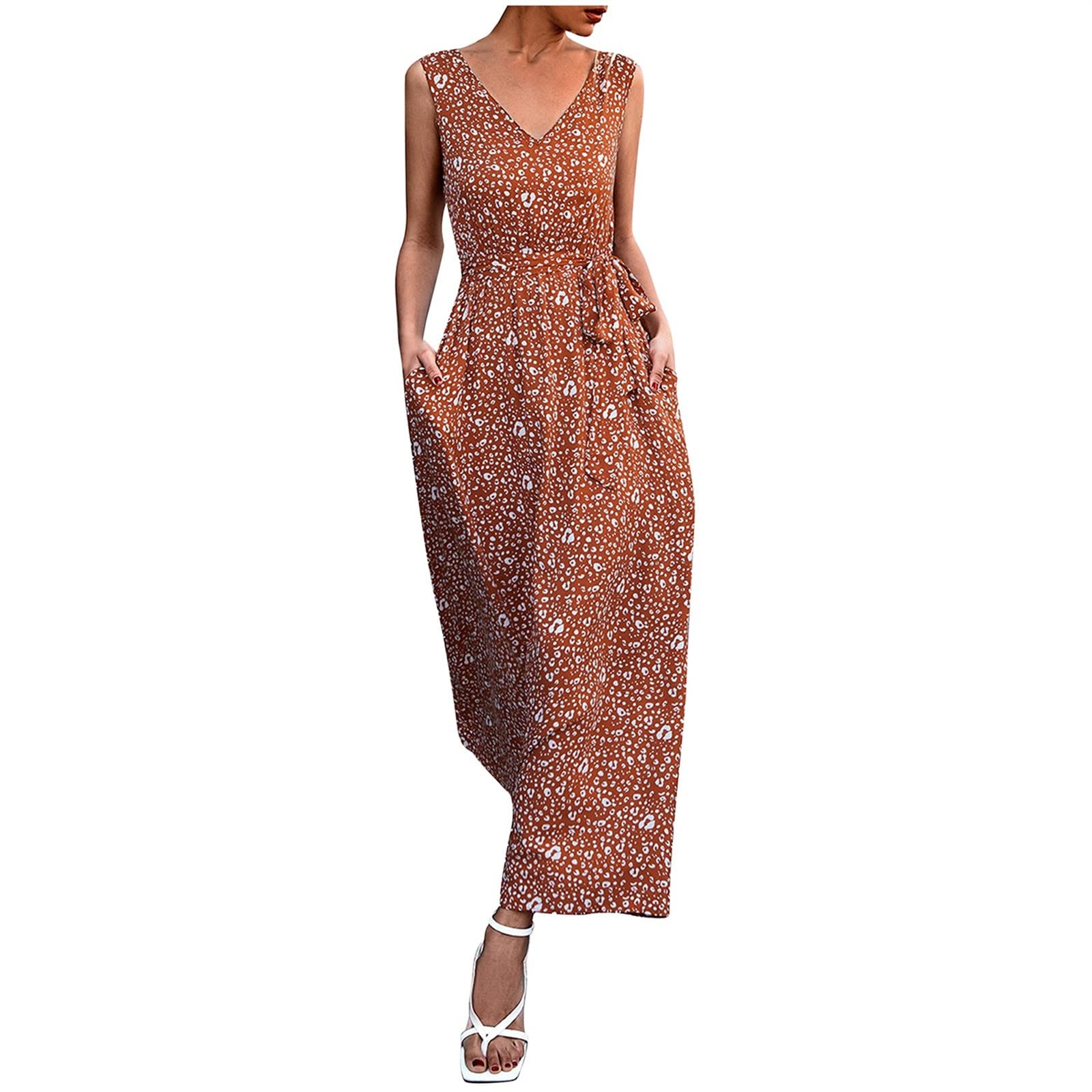 2024 Plus Size Summer Dresses for Women - Sleeveless Beach Casual Midi Dress with Sexy Backless Design & Pockets | Perfect for Vacations, Pool Parties & Date Nights