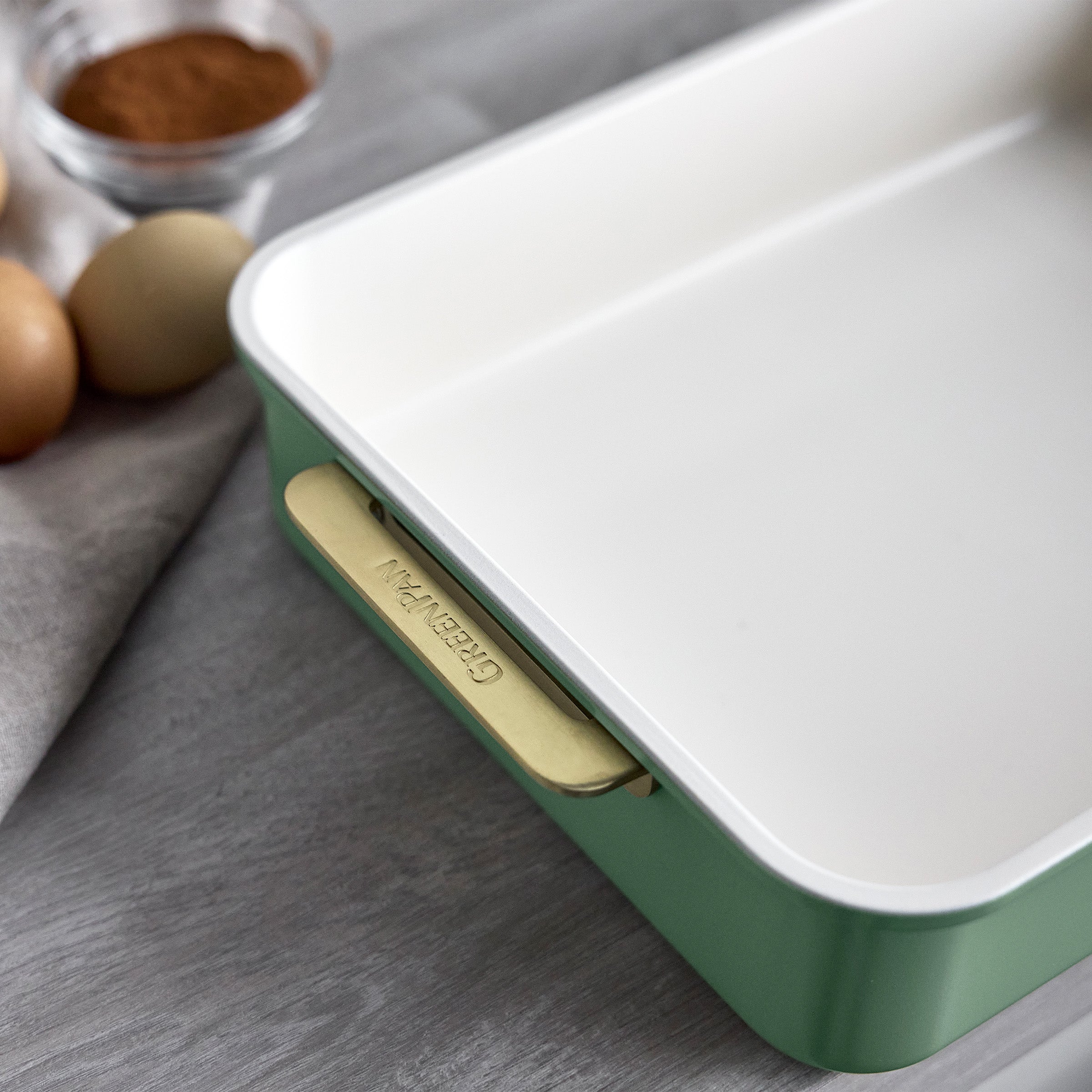 Premium Reserve Bakeware 13 x 9 Inch Rectangular Baking Pan - Nonstick, Durable & Oven Safe - Perfect for Cakes, Brownies & Sheet Pan Meals | Sage Green