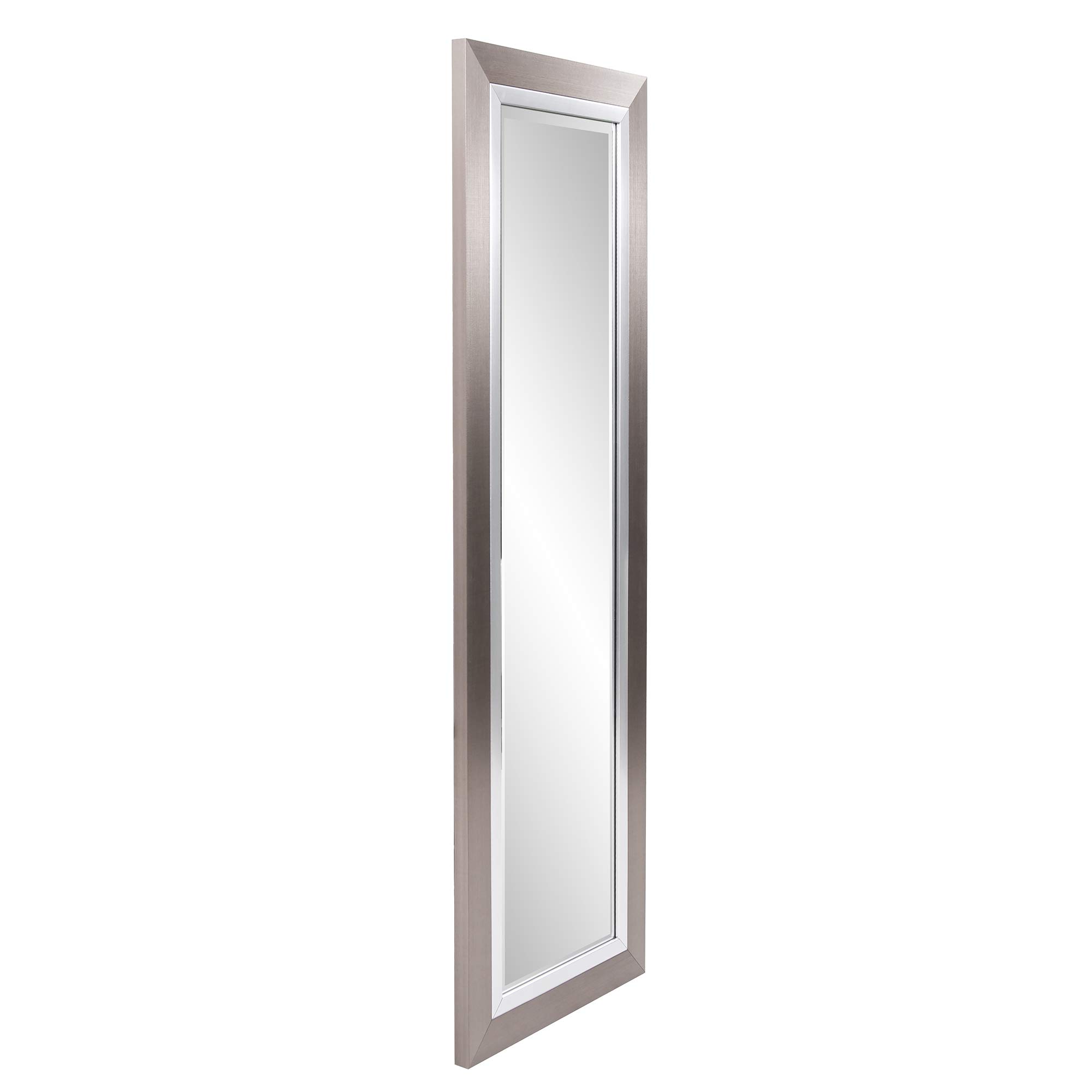 Howard Elliott Chicago Tall Wall Mirror - 18x54 Inch Brushed Silver Nickel Resin Frame, Rectangular Hanging Mirror for Living Room, Entryway, Bedroom & Bathroom - Perfect for Home Decor, Vanity & Entryway Lighting