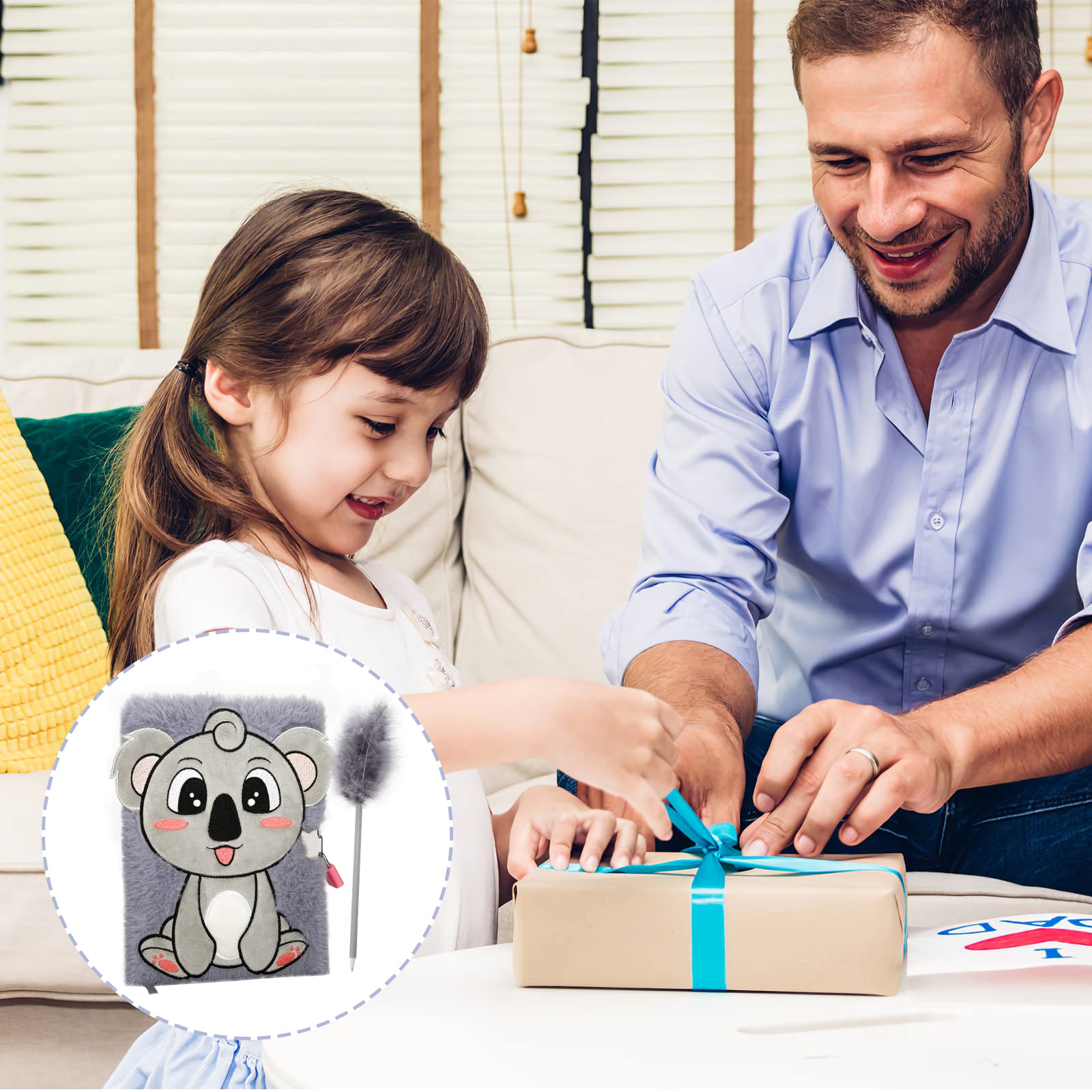 TPIVG Cute Koala Plush Diary with Lock - A5 160 Pages Journal Notebook for Girls, Kids & Teens - Perfect for School, Travel & Secret Keeping