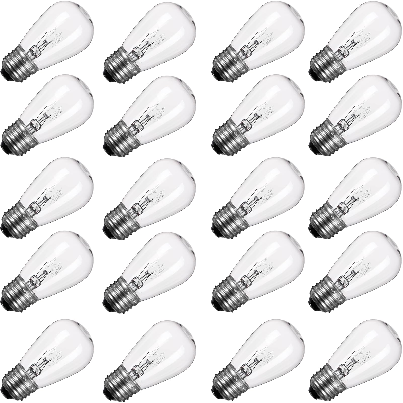 20 Pack S14 Clear Glass Light Bulbs - 11W Warm White E26 Medium Base - Energy Efficient Replacement for Incandescent Bulbs - Perfect for Indoor/Outdoor Use, Vintage String Lights, Patio Decor & Commercial Lighting