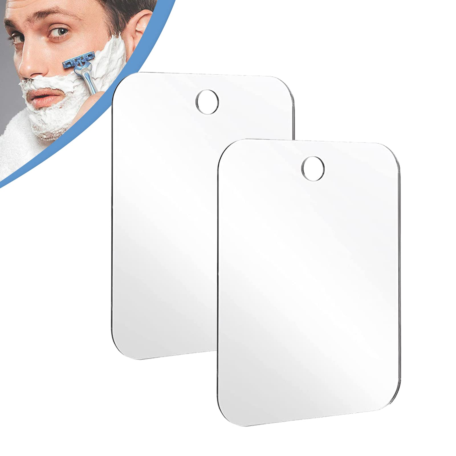 BYGER Fog Proof Shower Mirror 2 Pack - Unbreakable Bathroom Shaving Mirror, Handheld Travel Mirror for Camping & Gym (6.7x5.1 Inch) - Perfect for Steam-Free Shaving, Makeup Application & Travel Essentials