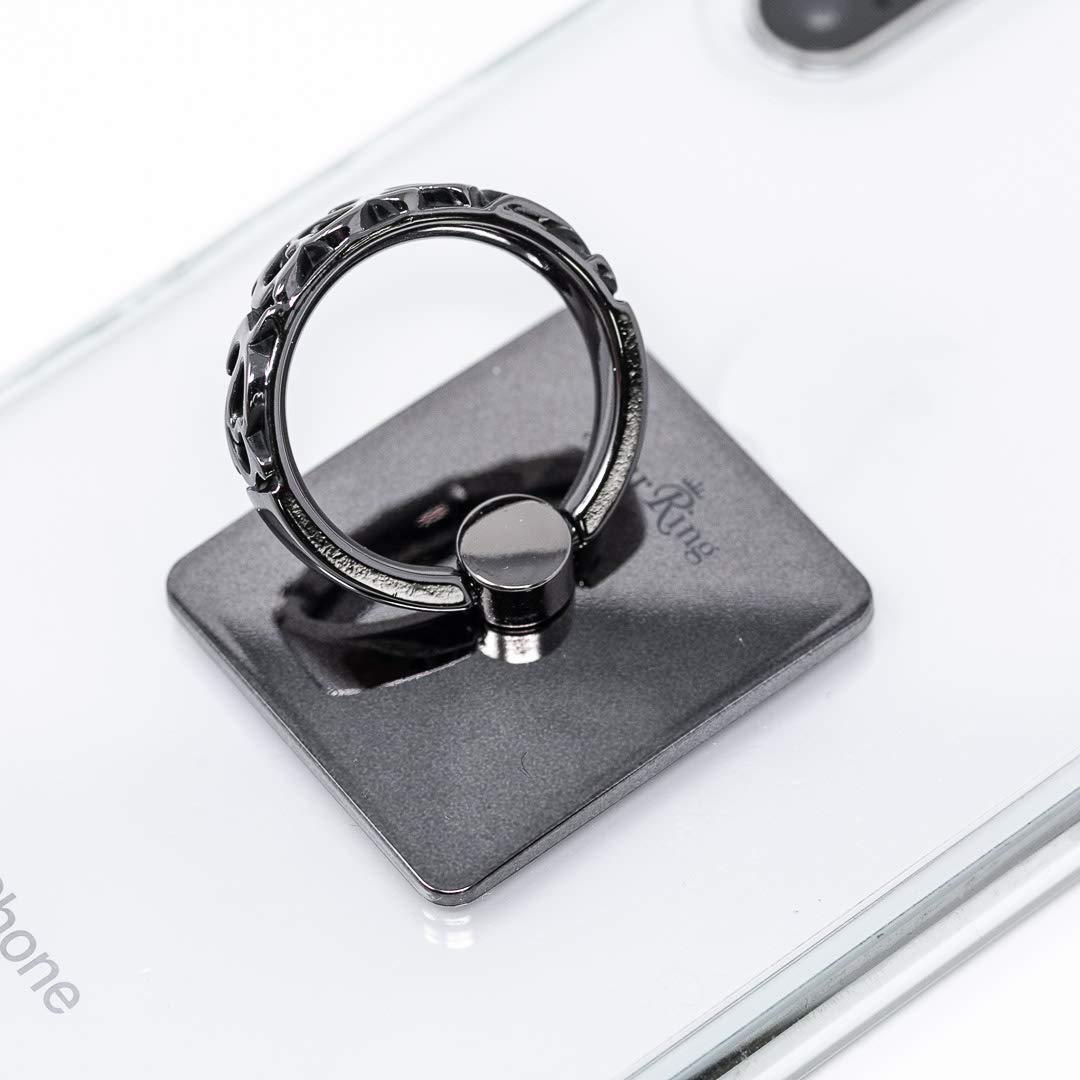 360° Rotating Phone Ring Holder - Metal Black Stand for Secure Grip & Hands-Free Viewing