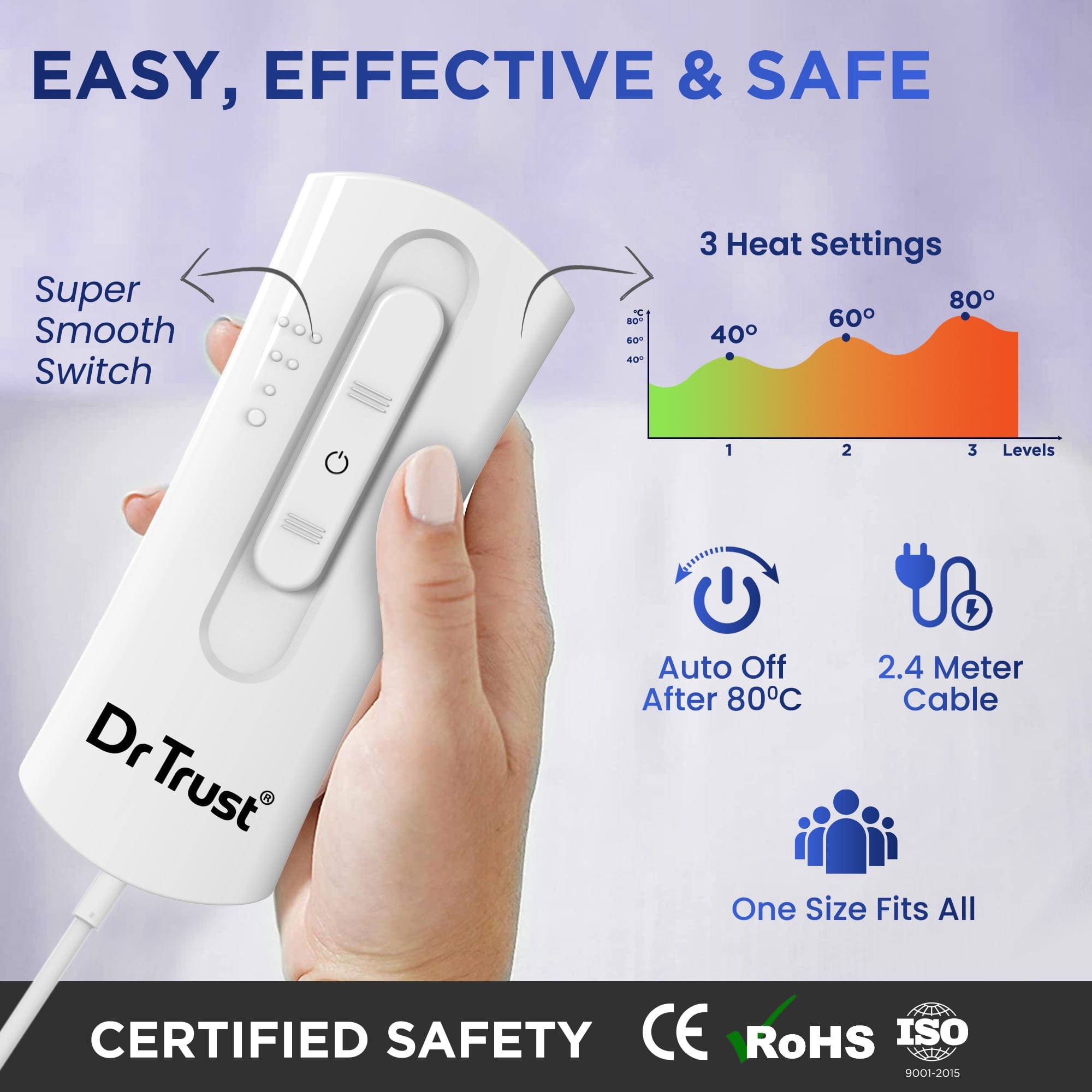 Dr Trust USA Orthopedic Electric Heating Belt for Back Pain Relief - Adjustable Temperature Heating Pad for Lower Back, Abdomen, Shoulder & Knee Pain - Perfect for Period Cramps, Muscle Soreness & Arthritis Comfort at Home/Office