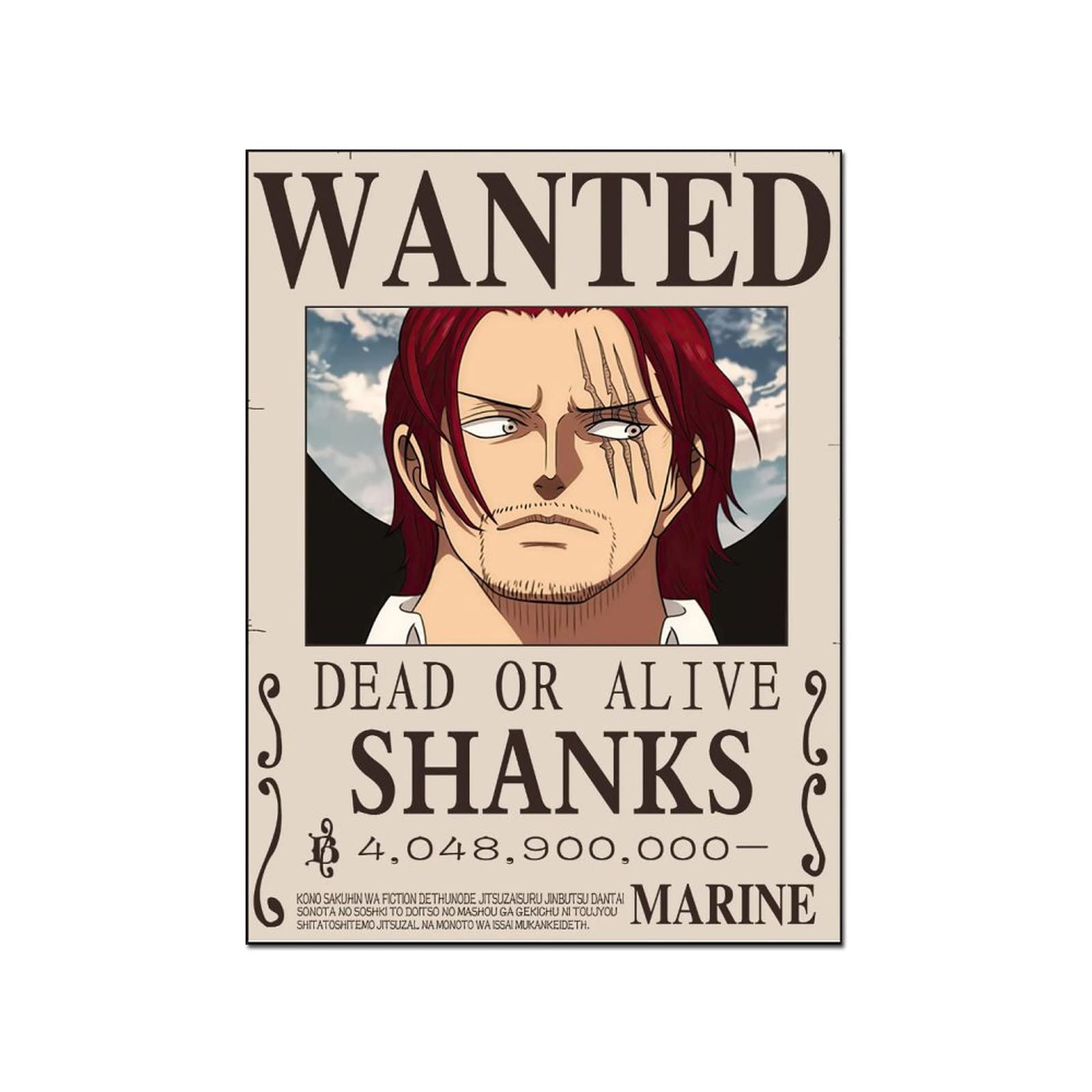 One Piece Shanks Wanted Anime Poster - Premium Canvas Wall Art Print (16x20inch/40x51cm) for Living Room & Bedroom Decor - Perfect for Anime Fans, Home Theater & Game Room Wall Decor