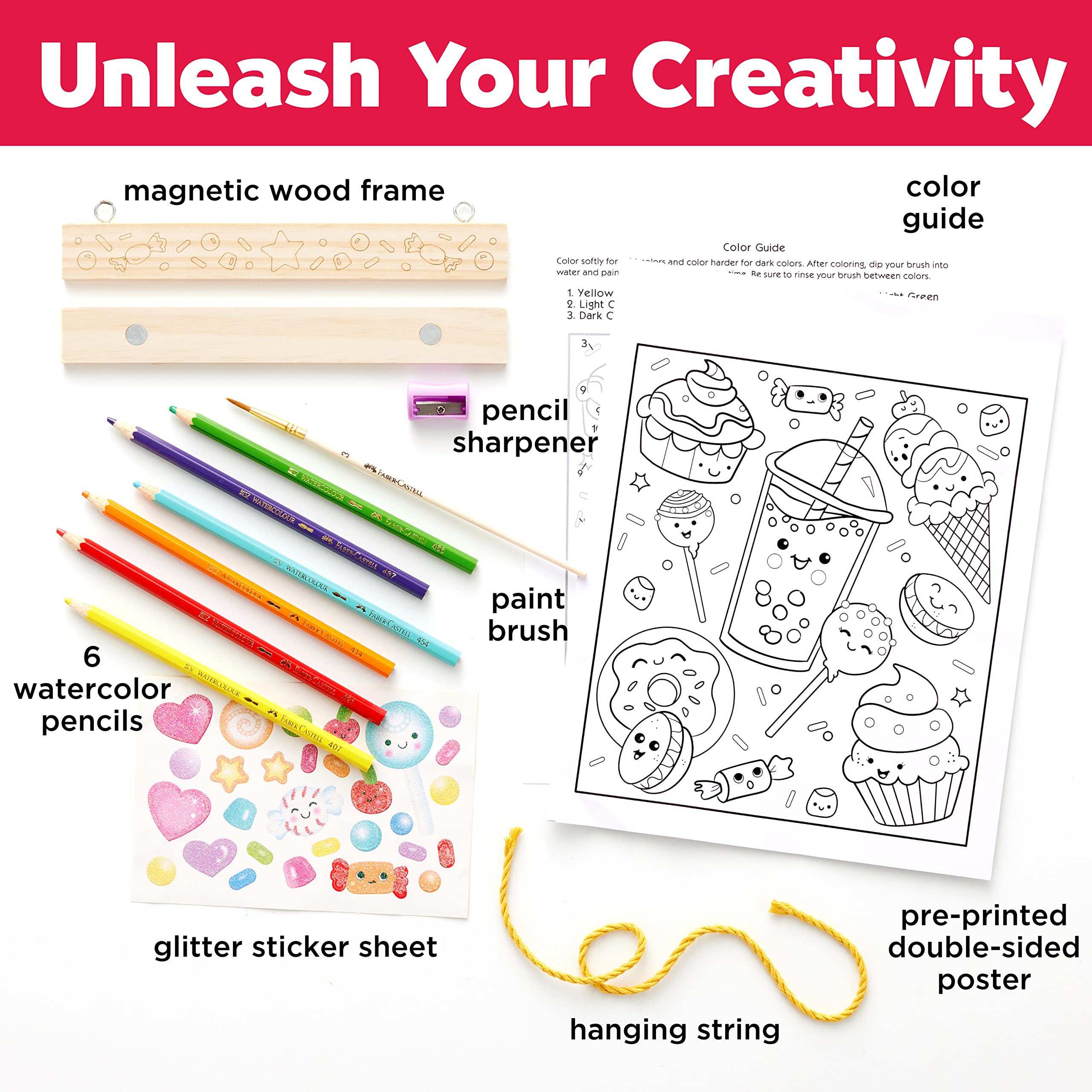 Faber-Castell Paint by Numbers Kit - Sweet Treats Themed Watercolor Painting Set for Kids Ages 6-8 | Fun DIY Art Activity for Birthday Gifts, Classroom Projects & Creative Playtime